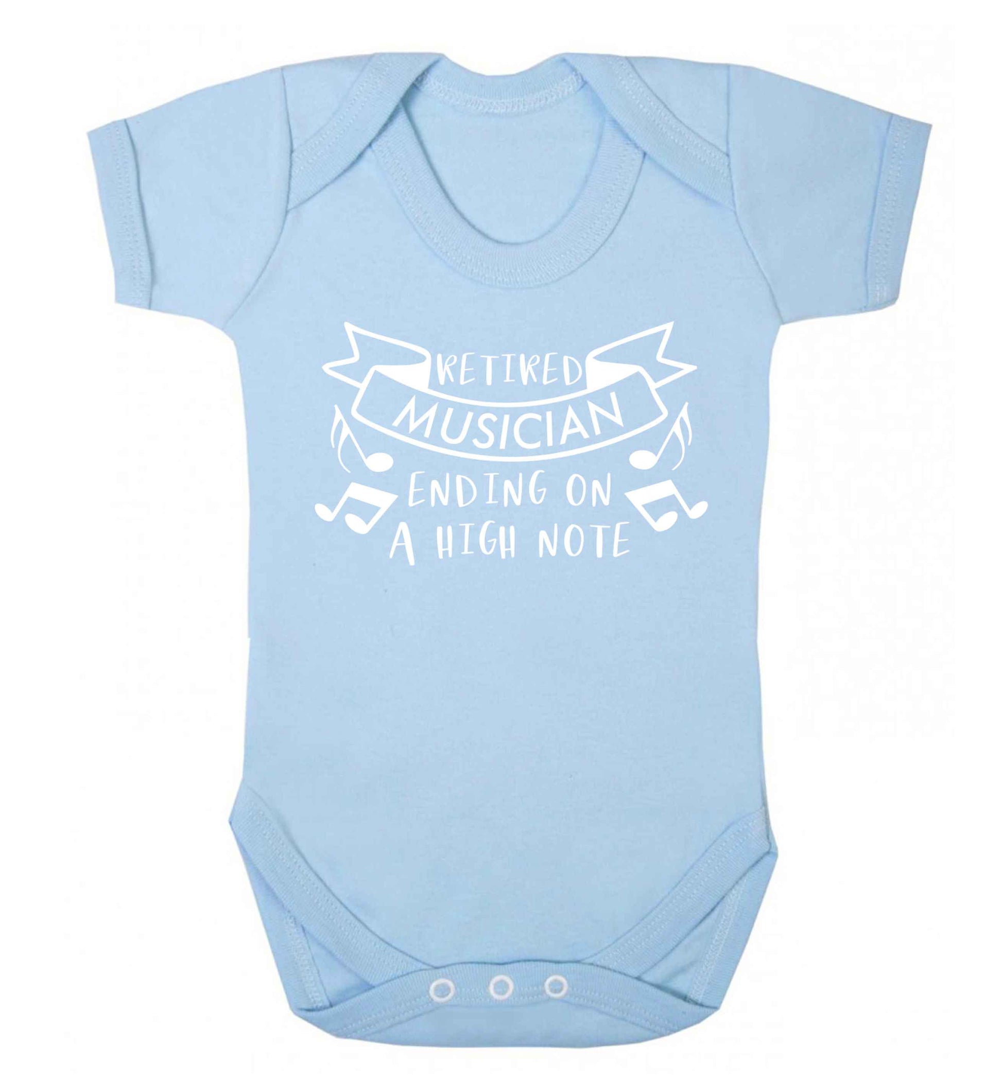 Retired musician ending on a high note Baby Vest pale blue 18-24 months