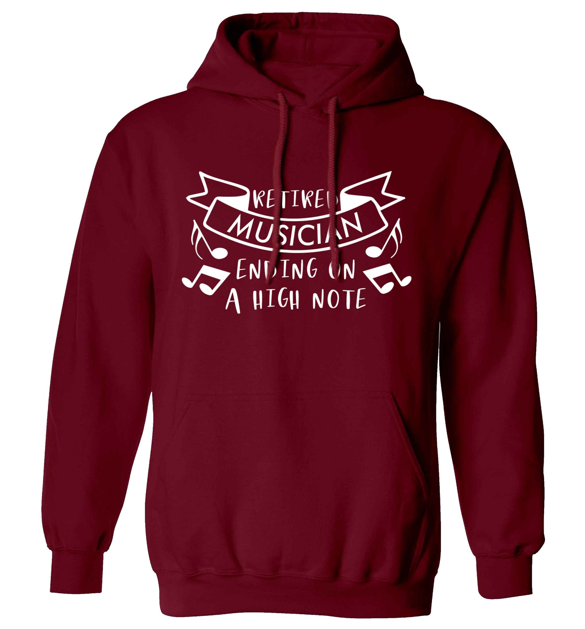 Retired musician ending on a high note adults unisex maroon hoodie 2XL