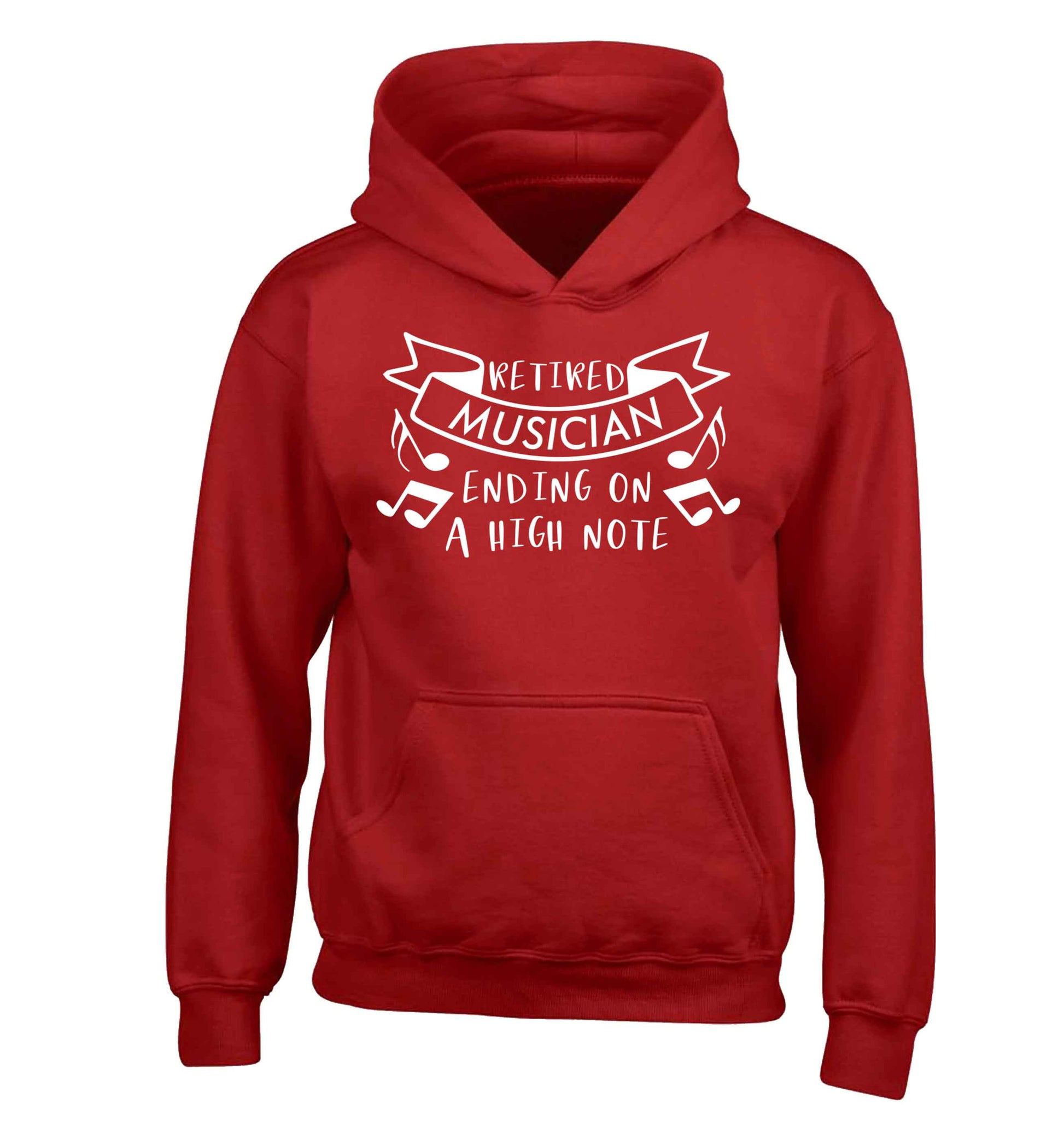 Retired musician ending on a high note children's red hoodie 12-13 Years