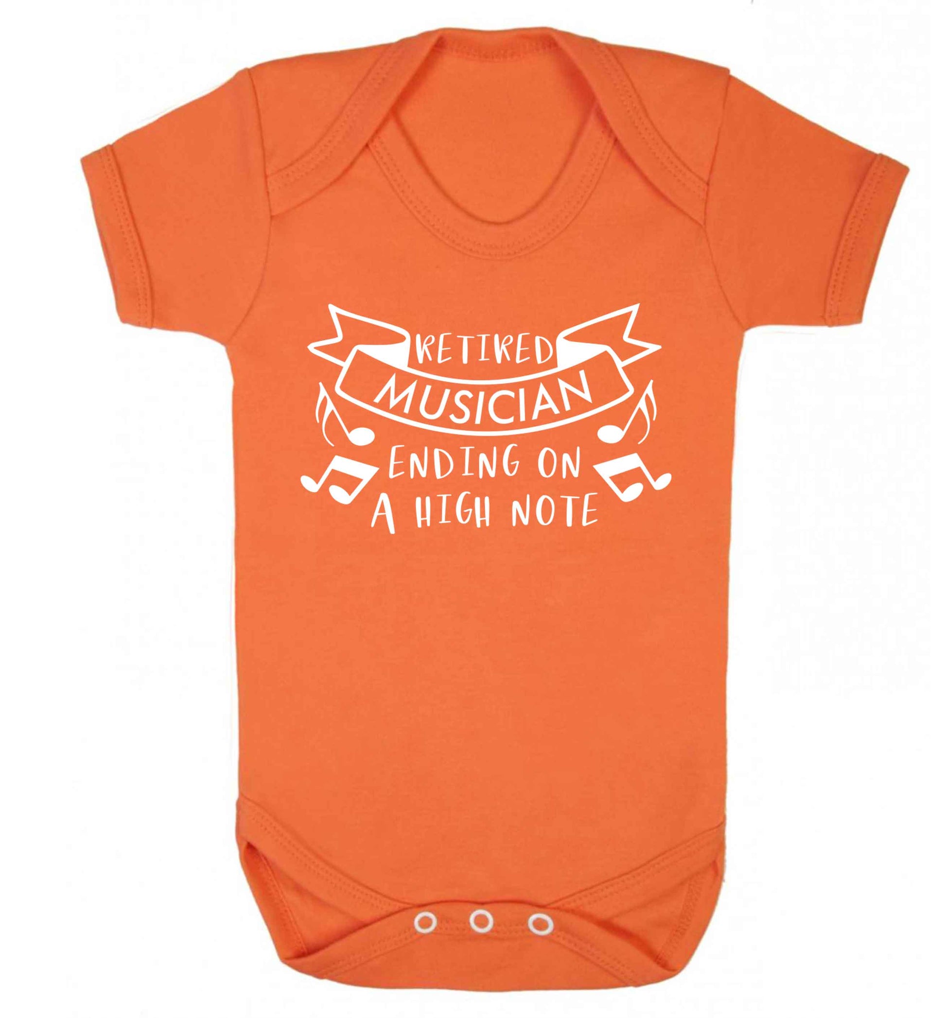 Retired musician ending on a high note Baby Vest orange 18-24 months