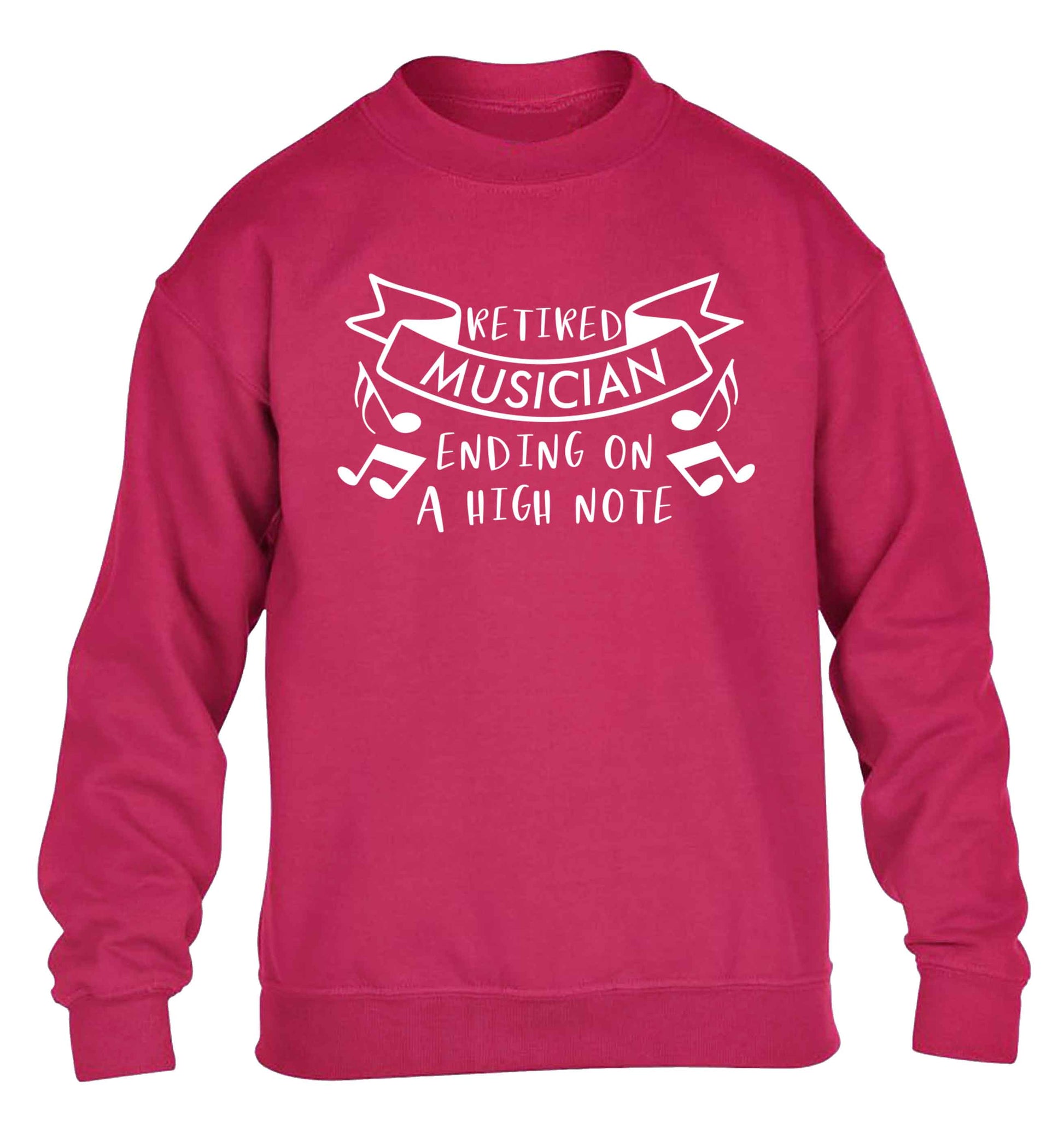 Retired musician ending on a high note children's pink sweater 12-13 Years