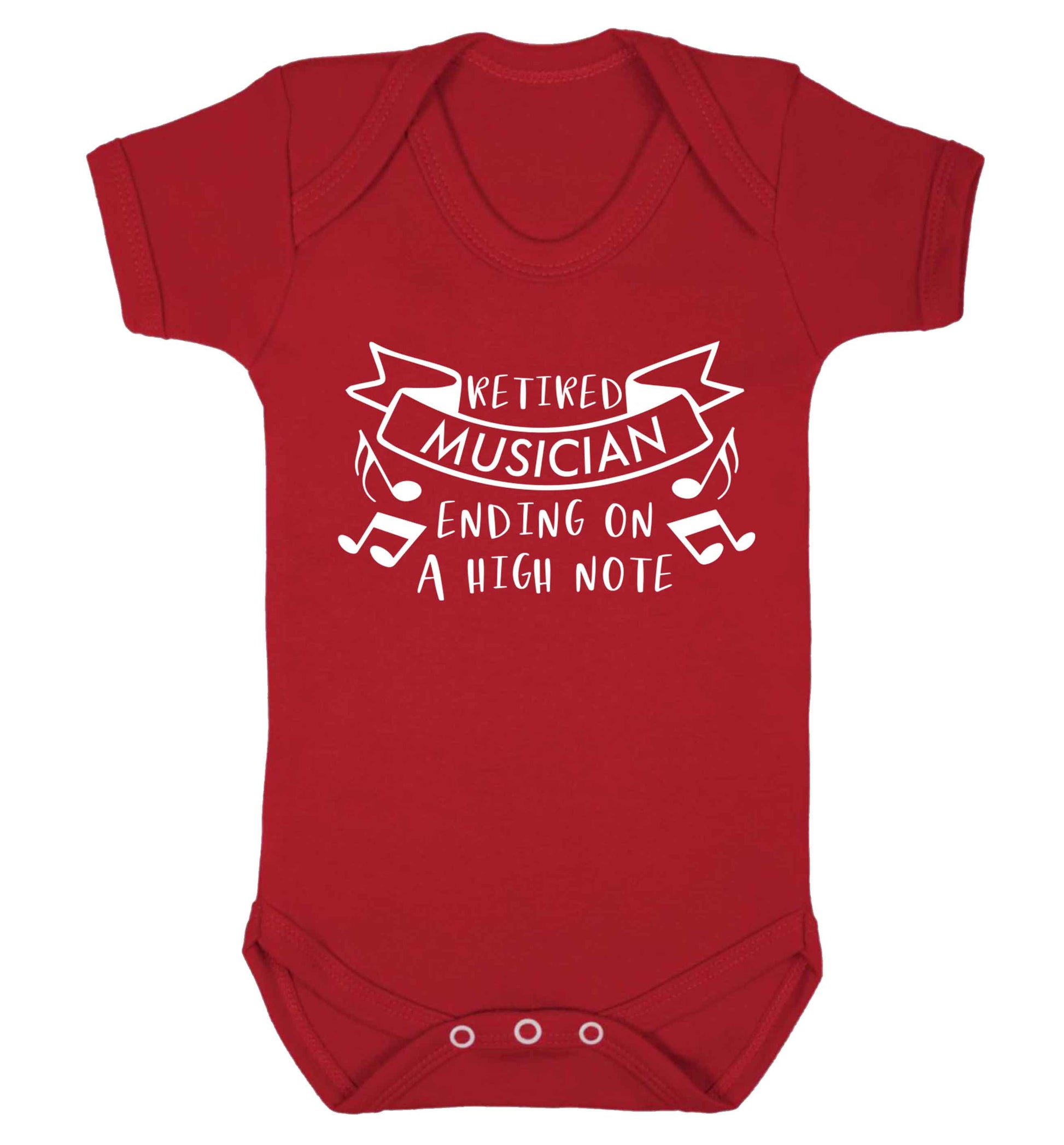 Retired musician ending on a high note Baby Vest red 18-24 months