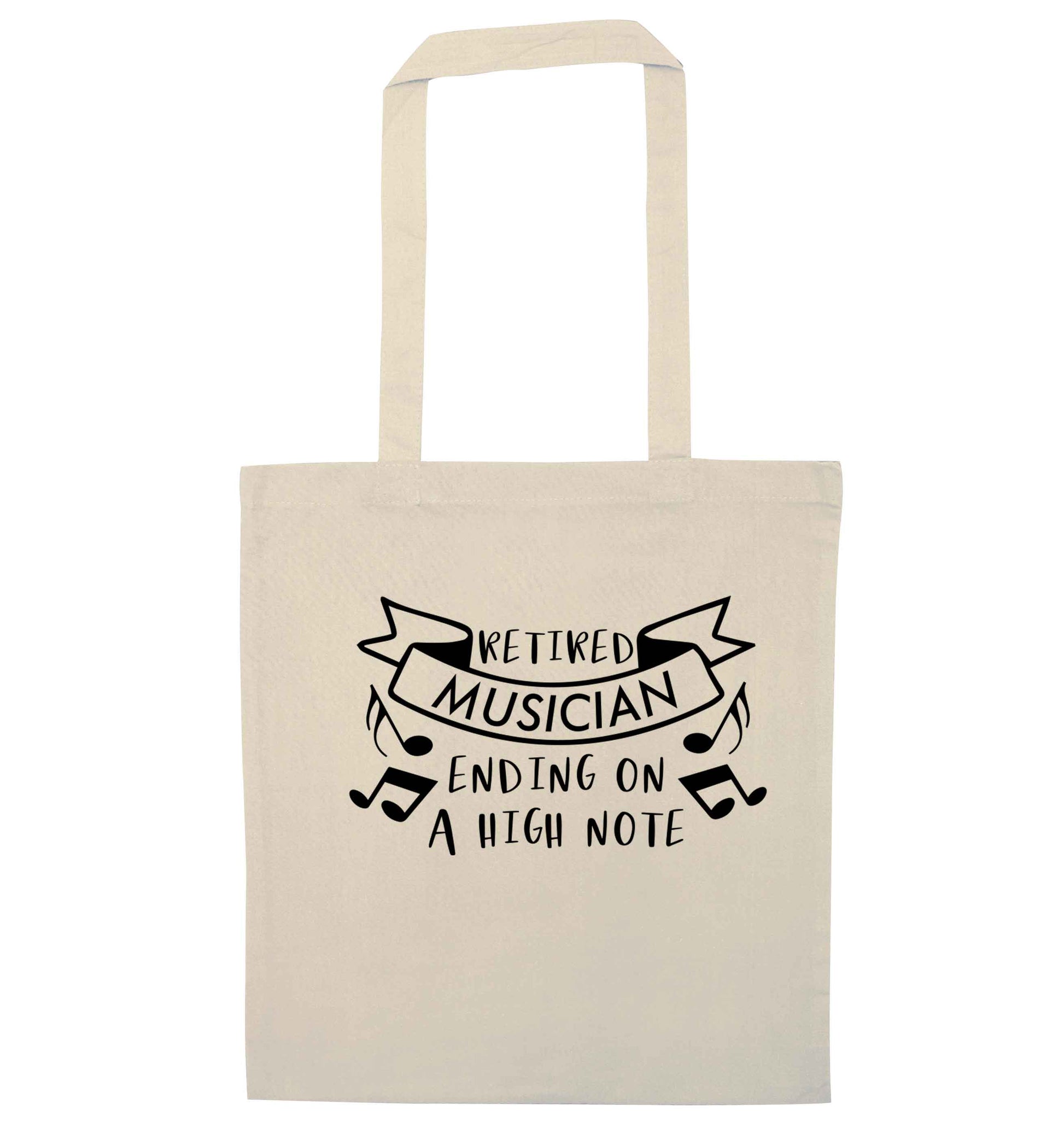 Retired musician ending on a high note natural tote bag