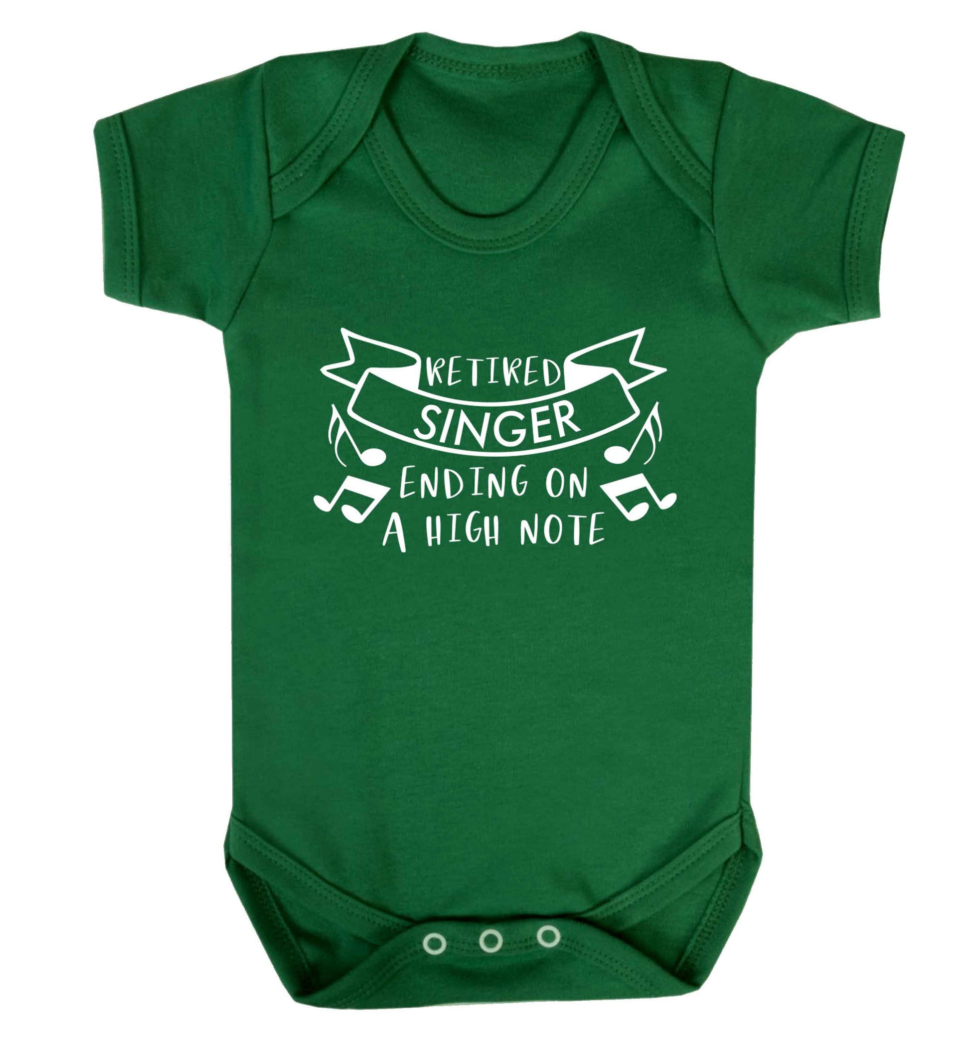 Retired singer ending on a high note Baby Vest green 18-24 months