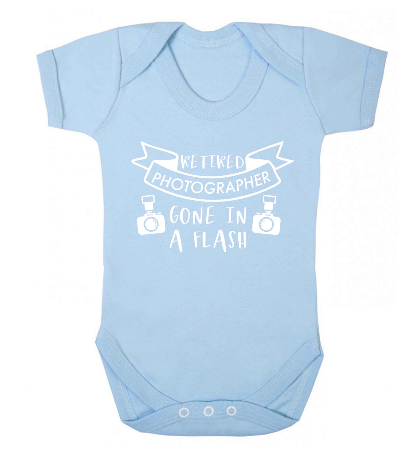 Retired photographer gone in a flash Baby Vest pale blue 18-24 months