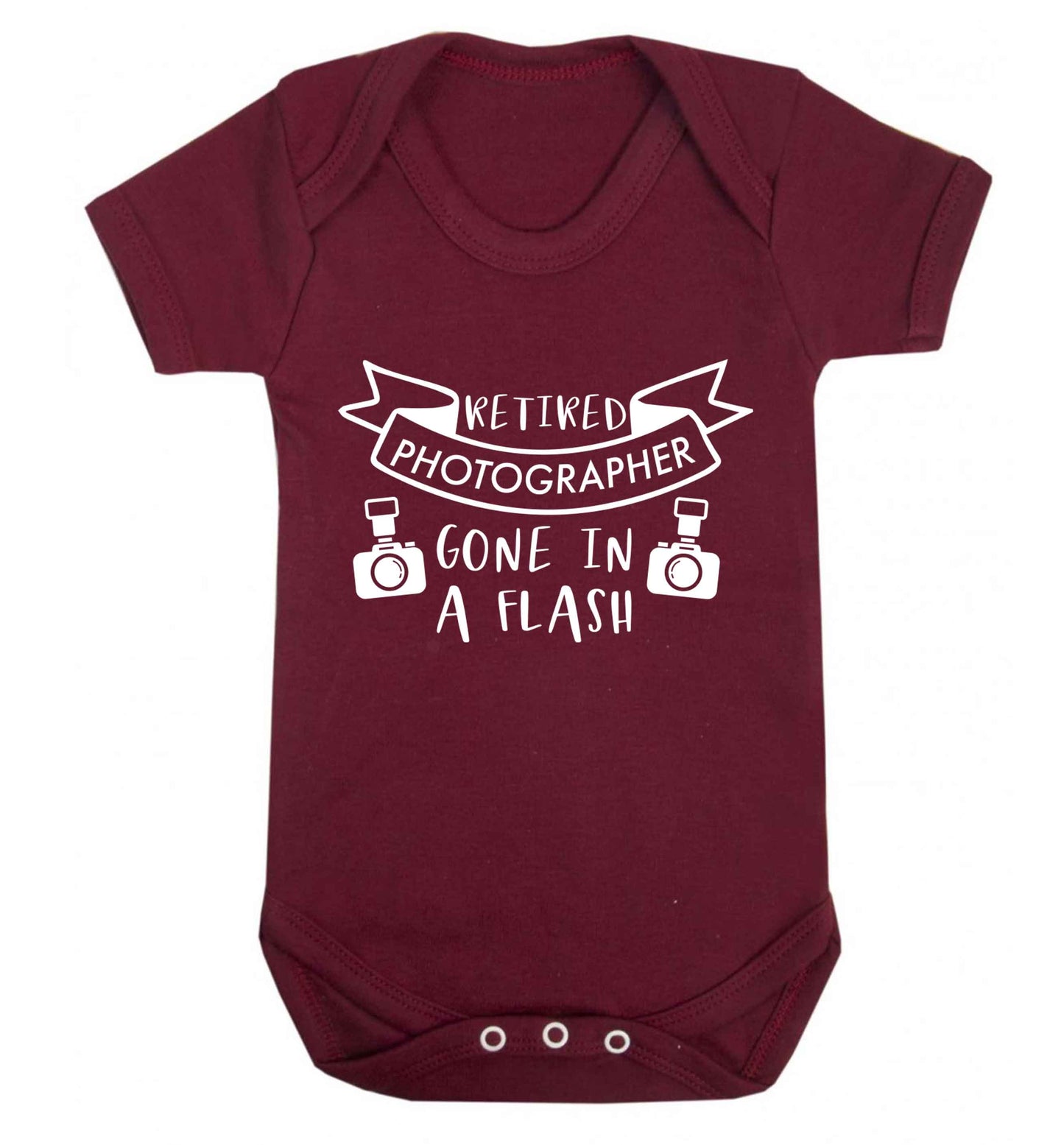 Retired photographer gone in a flash Baby Vest maroon 18-24 months