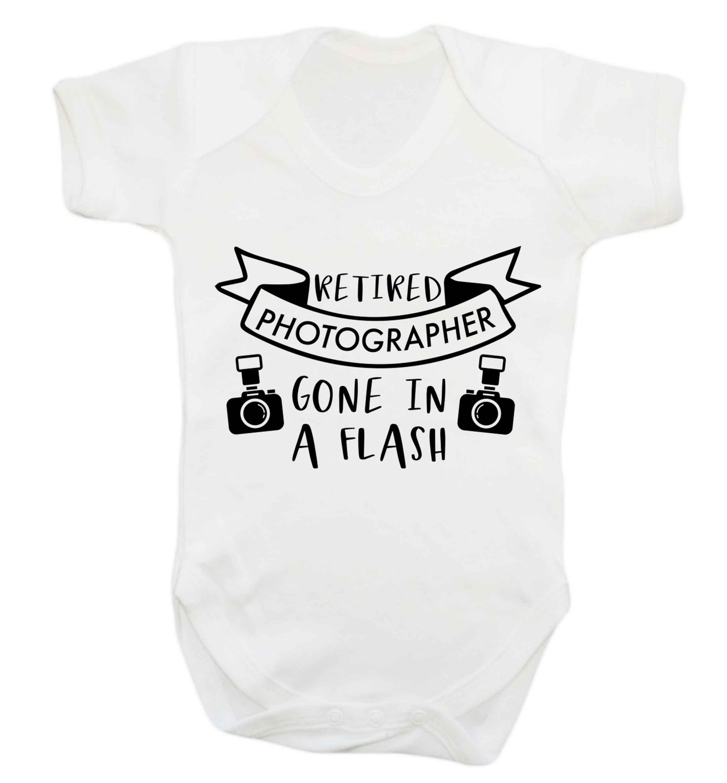 Retired photographer gone in a flash Baby Vest white 18-24 months