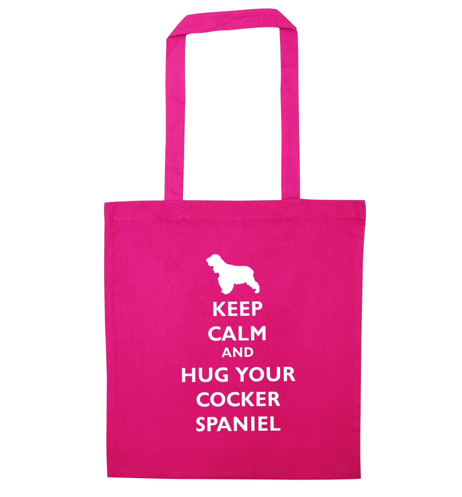 Keep calm and hug your cocker spaniel pink tote bag