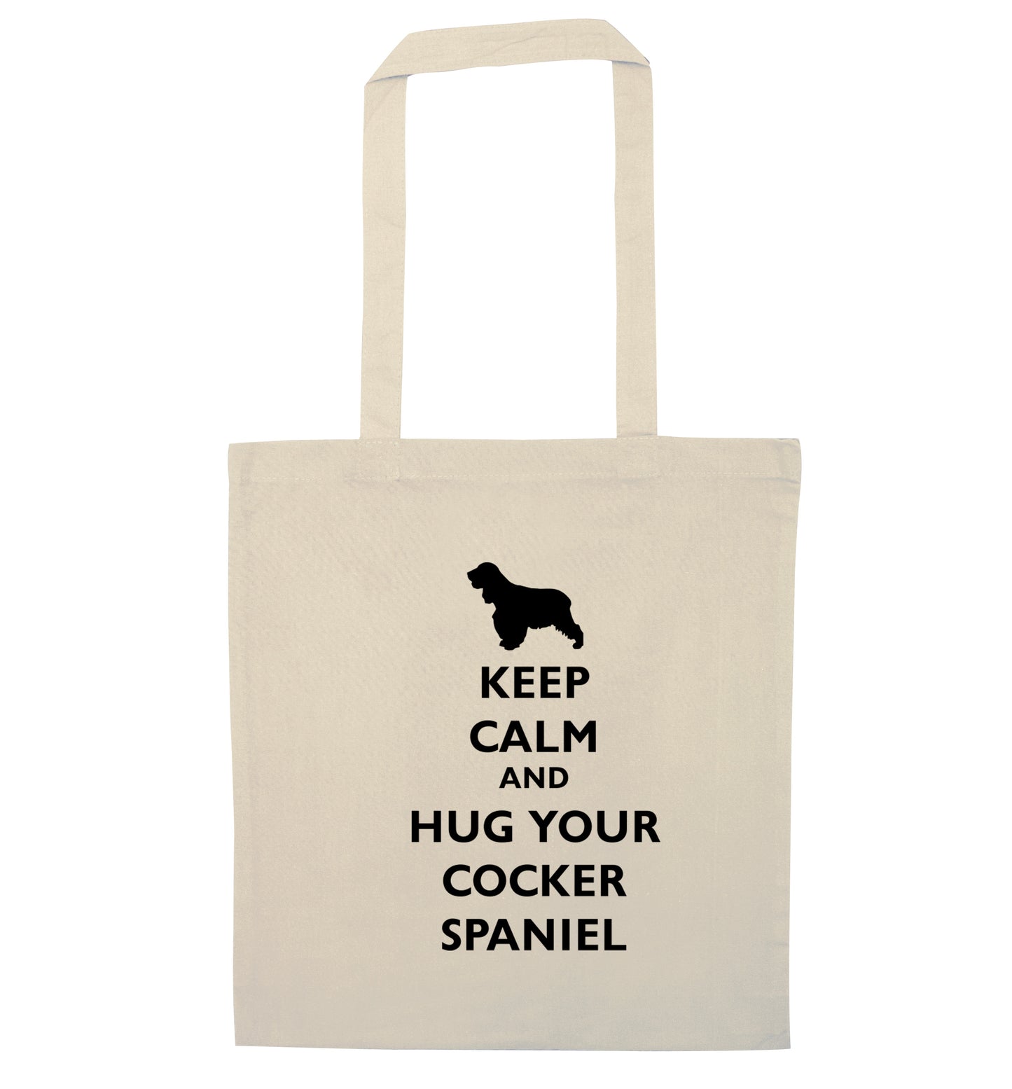 Keep calm and hug your cocker spaniel natural tote bag