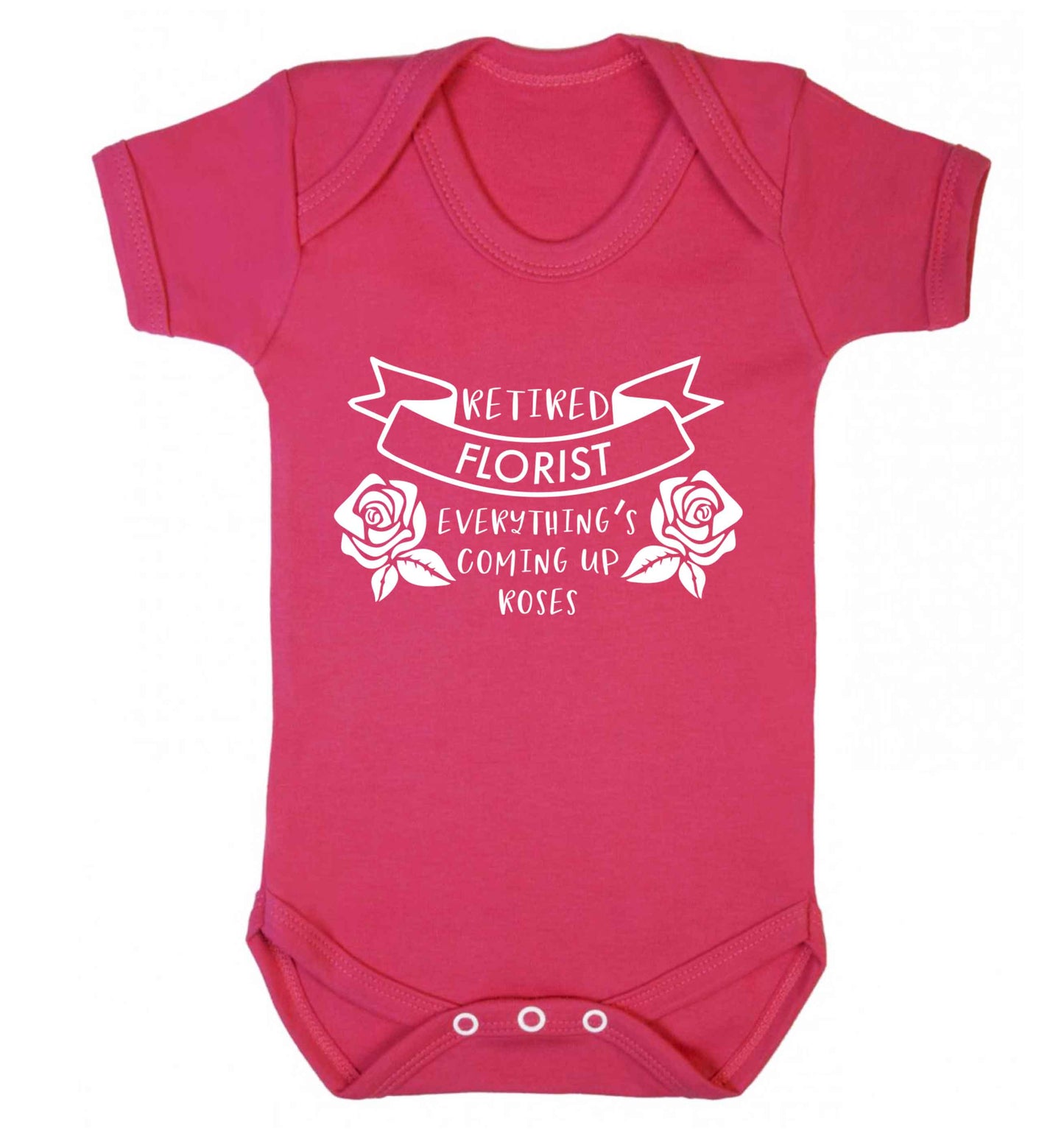 Retired florist everything's coming up roses Baby Vest dark pink 18-24 months