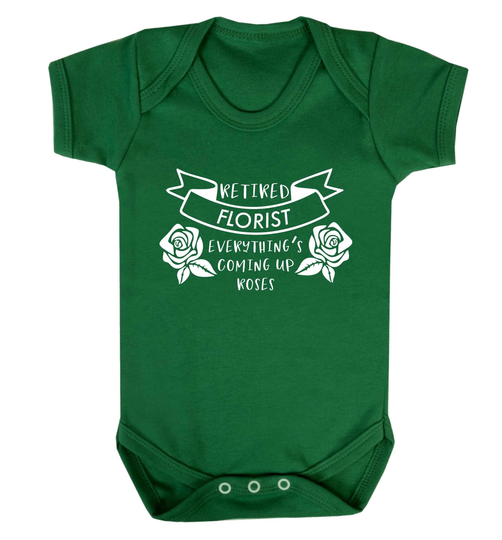 Retired florist everything's coming up roses Baby Vest green 18-24 months