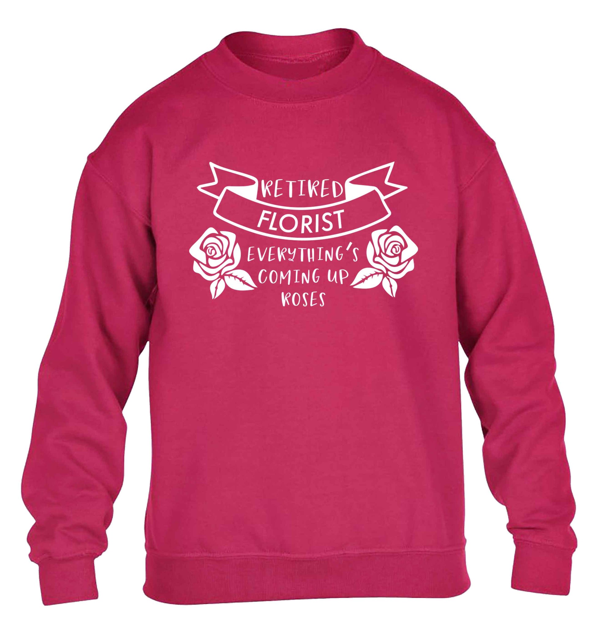 Retired florist everything's coming up roses children's pink sweater 12-13 Years