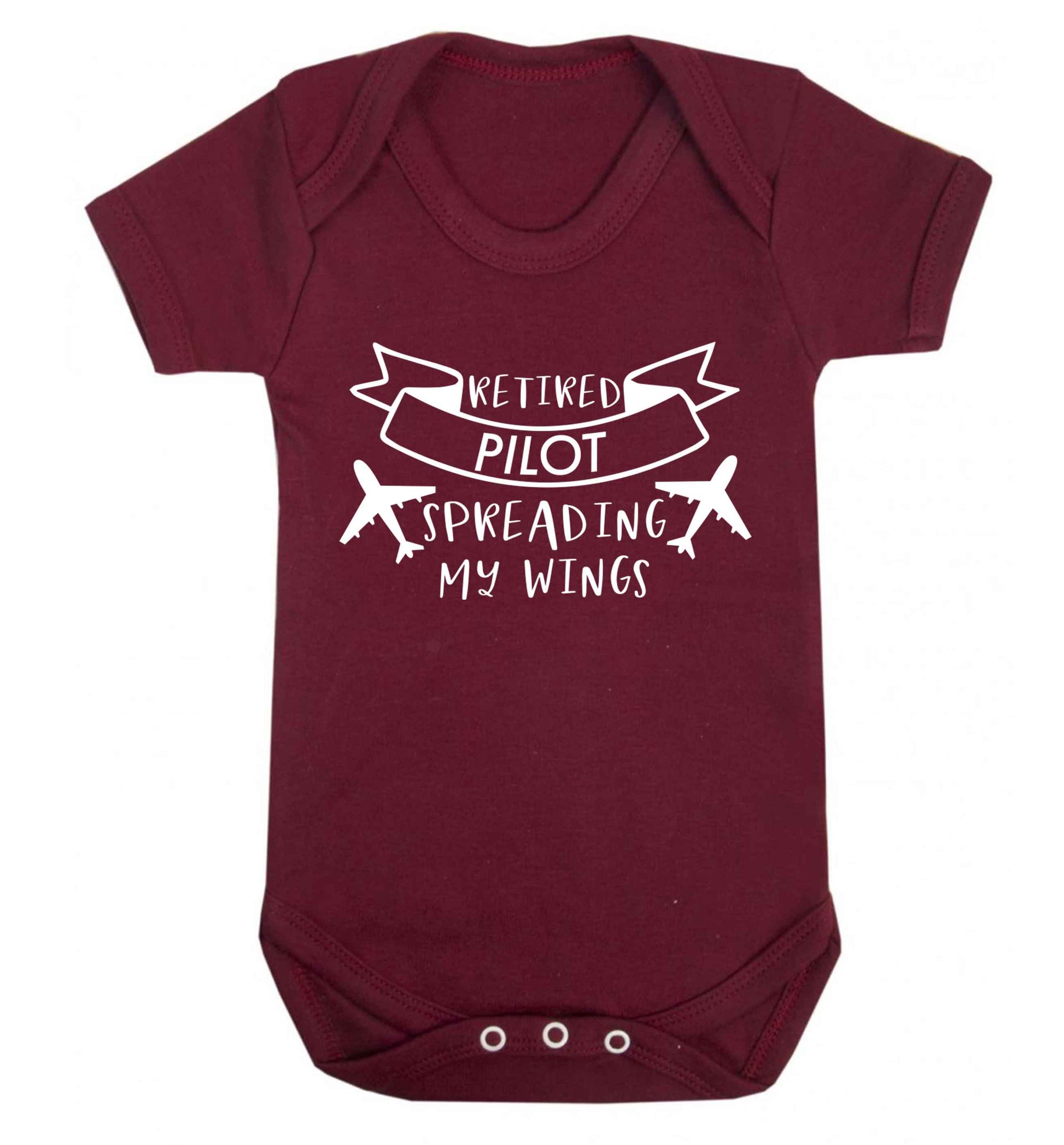 Retired pilot spreading my wings Baby Vest maroon 18-24 months