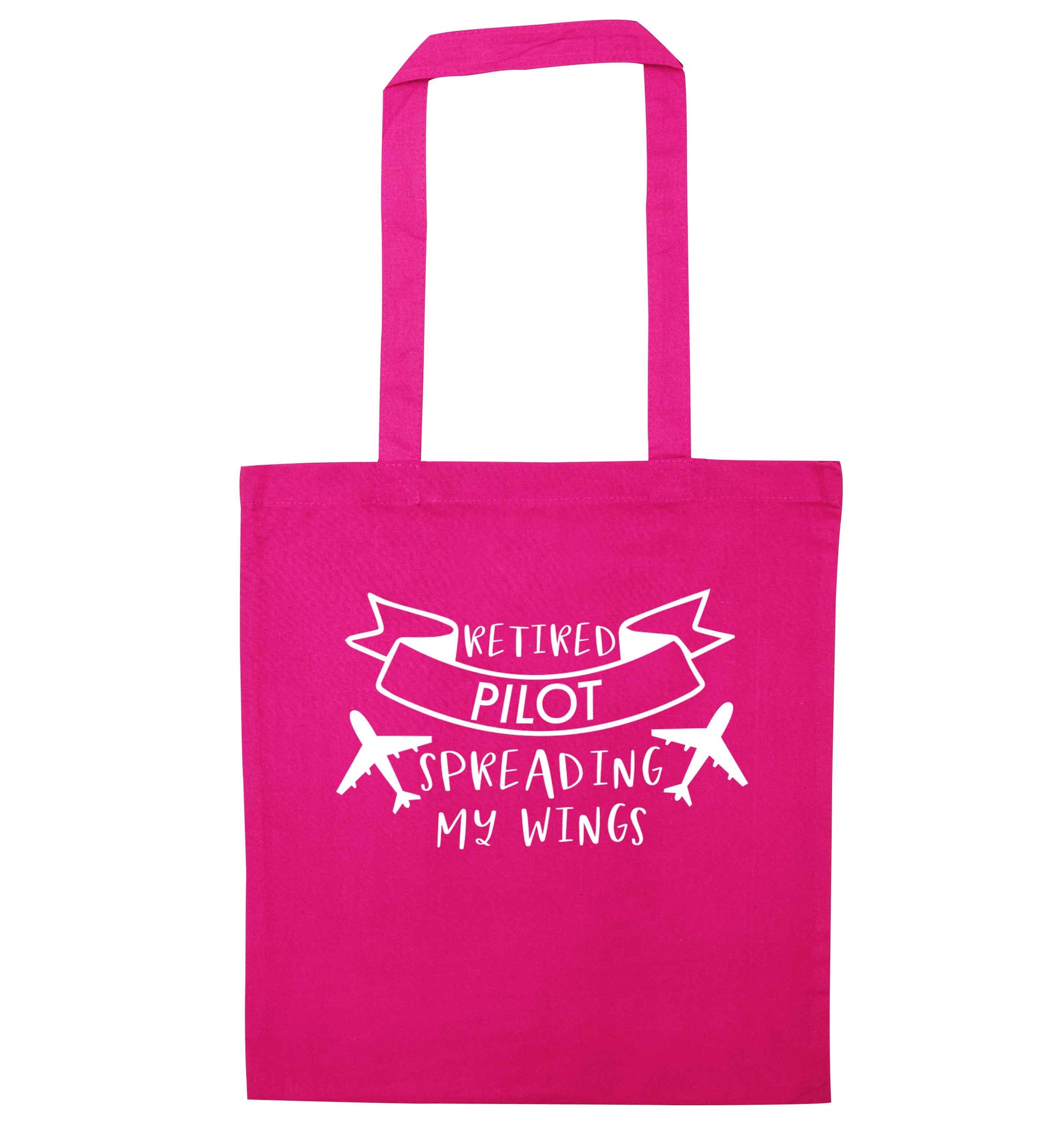 Retired pilot spreading my wings pink tote bag