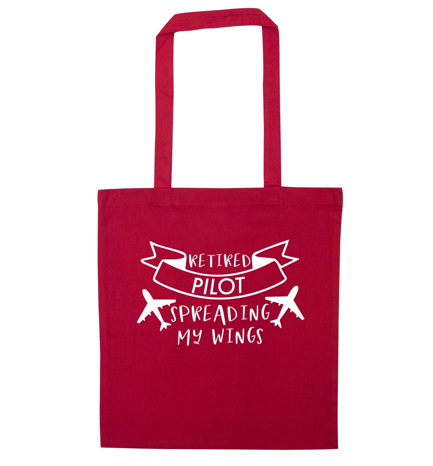 Retired pilot spreading my wings red tote bag