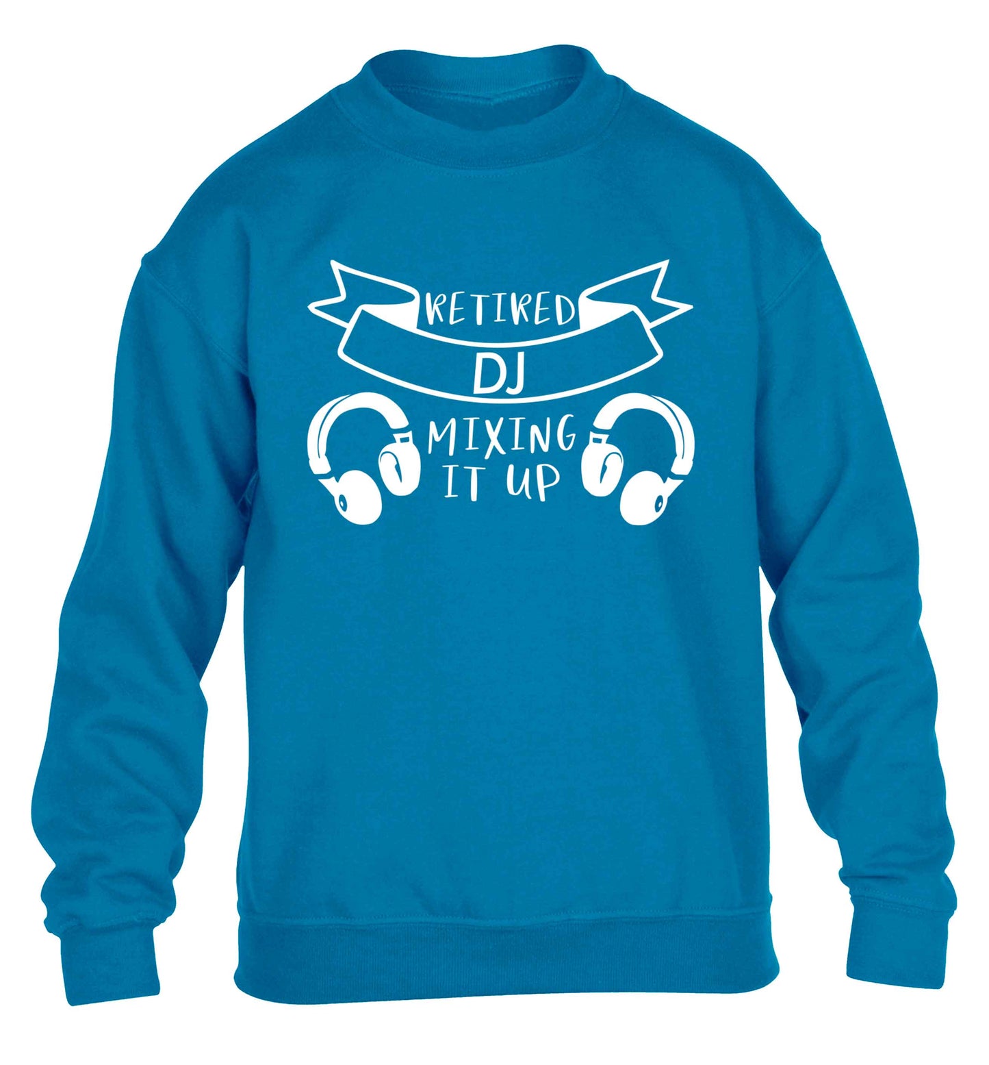 Retired DJ mixing it up children's blue sweater 12-13 Years