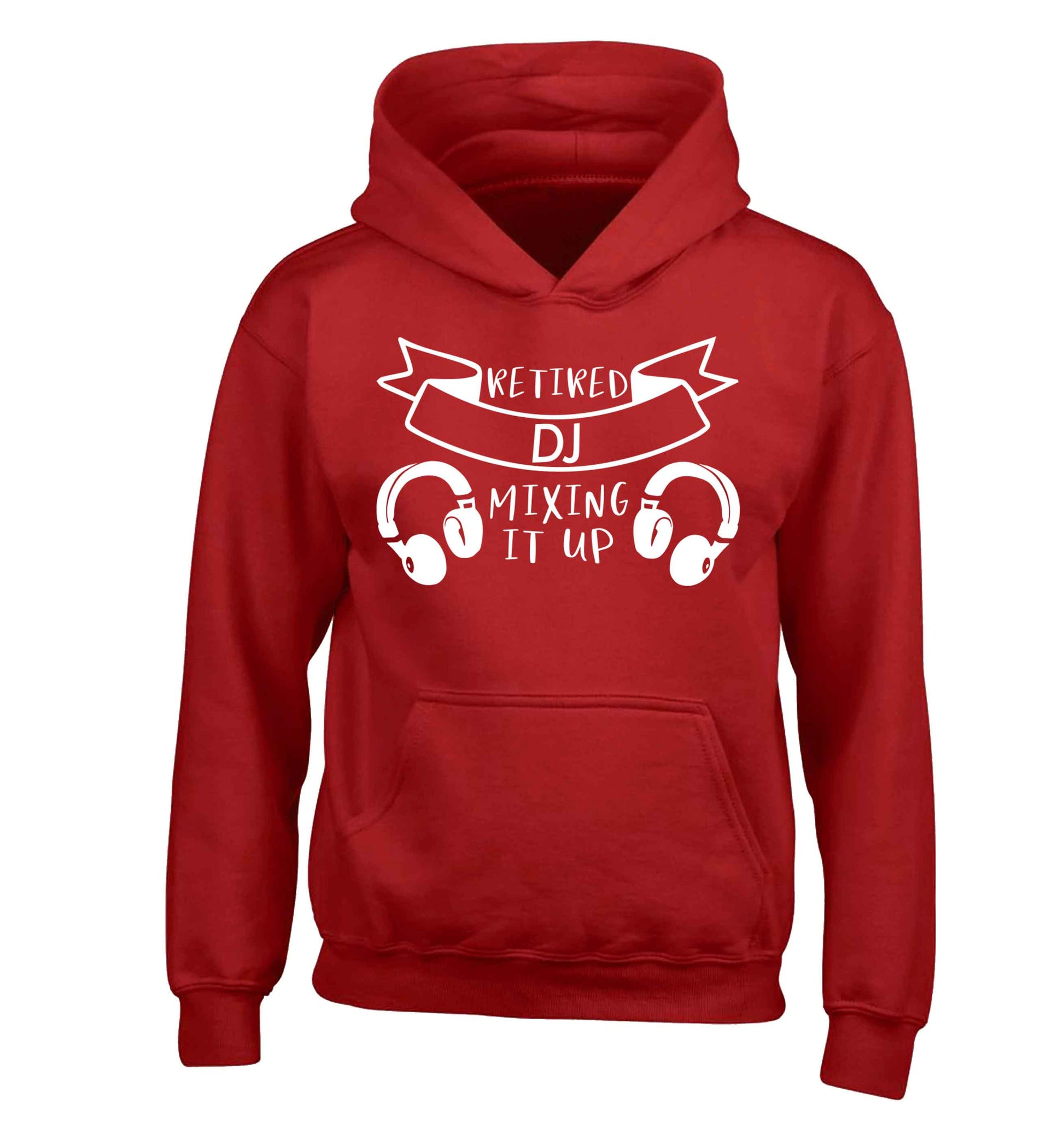 Retired DJ mixing it up children's red hoodie 12-13 Years