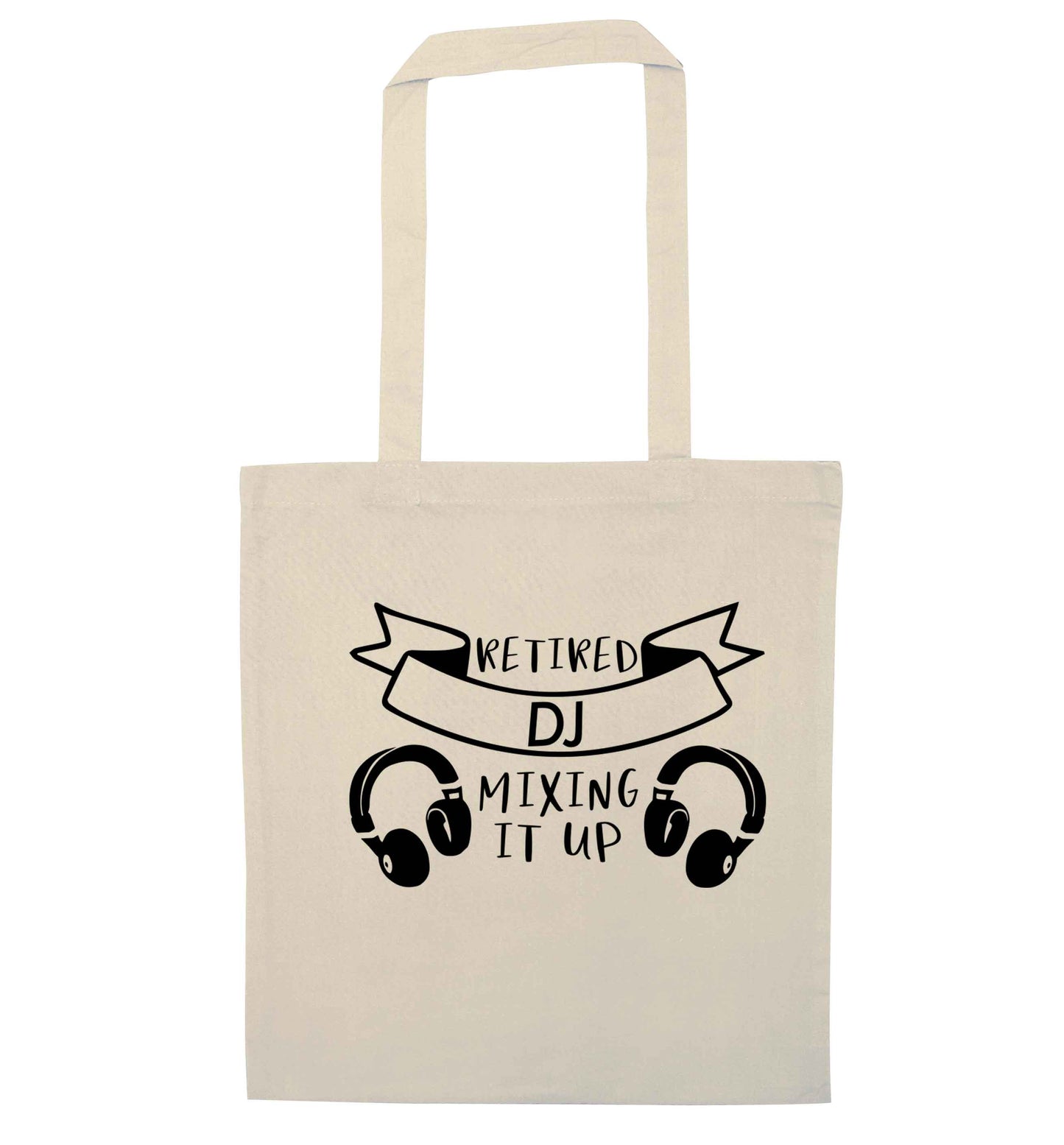 Retired DJ mixing it up natural tote bag