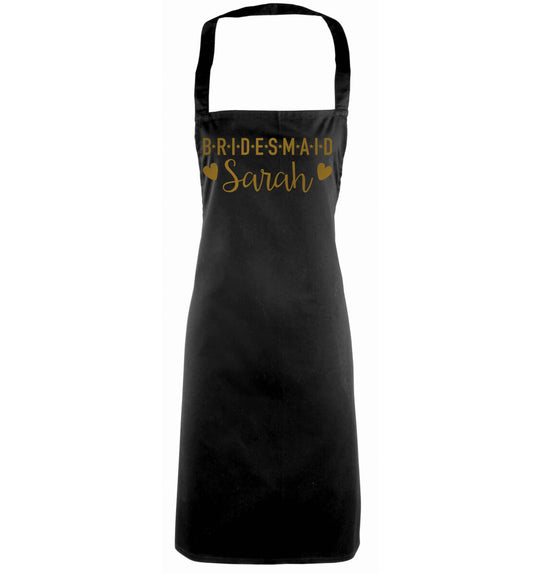 Personalised bridesmaid black apron