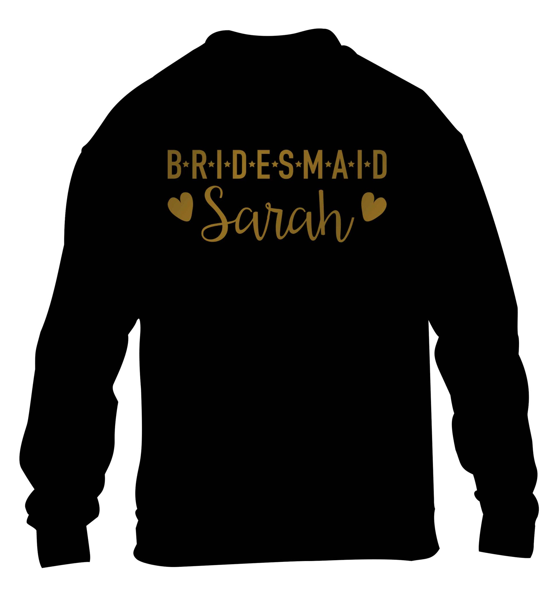 Personalised bridesmaid children's black sweater 12-13 Years
