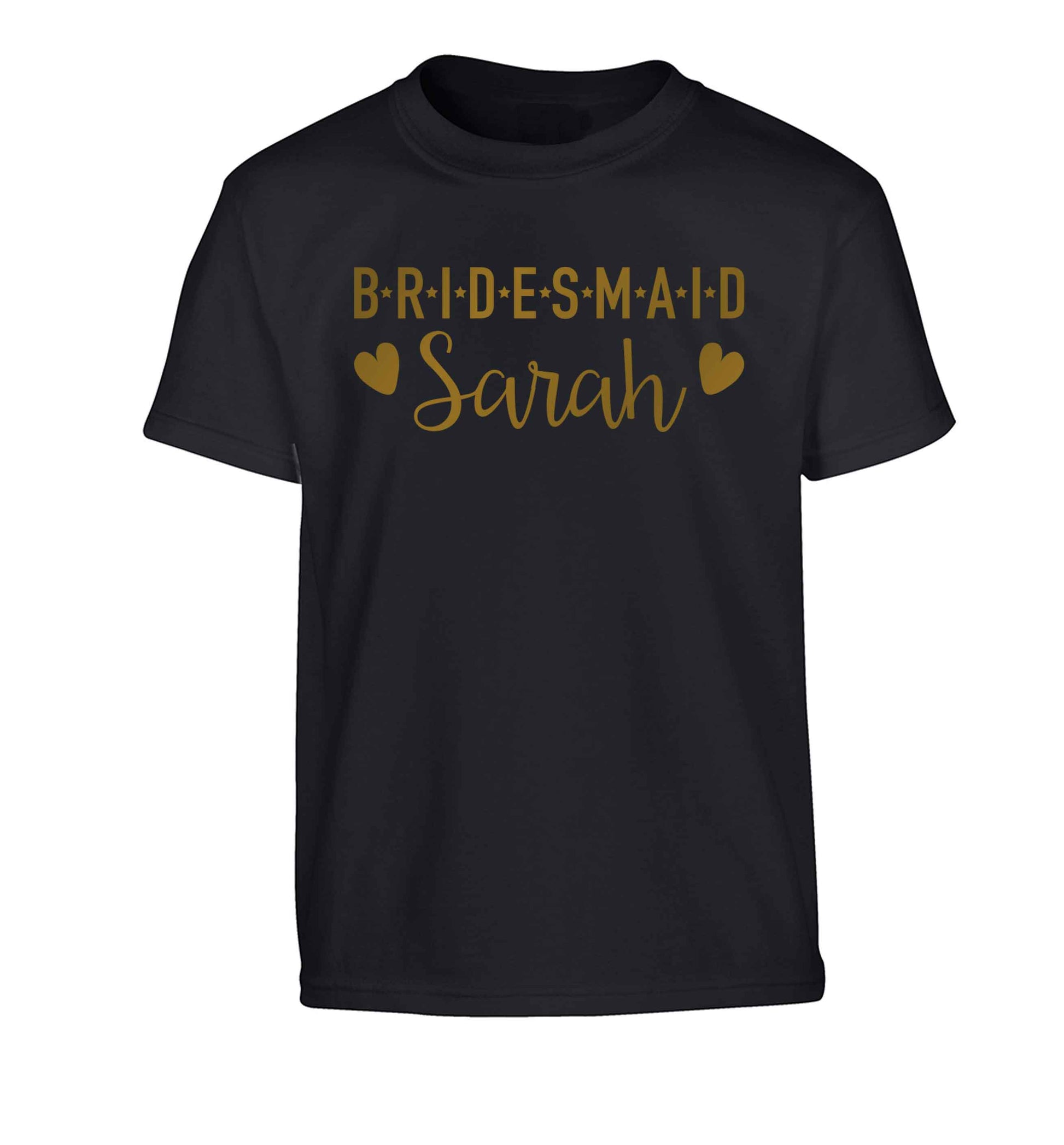 Personalised bridesmaid Children's black Tshirt 12-13 Years