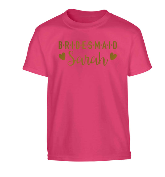 Personalised bridesmaid Children's pink Tshirt 12-13 Years