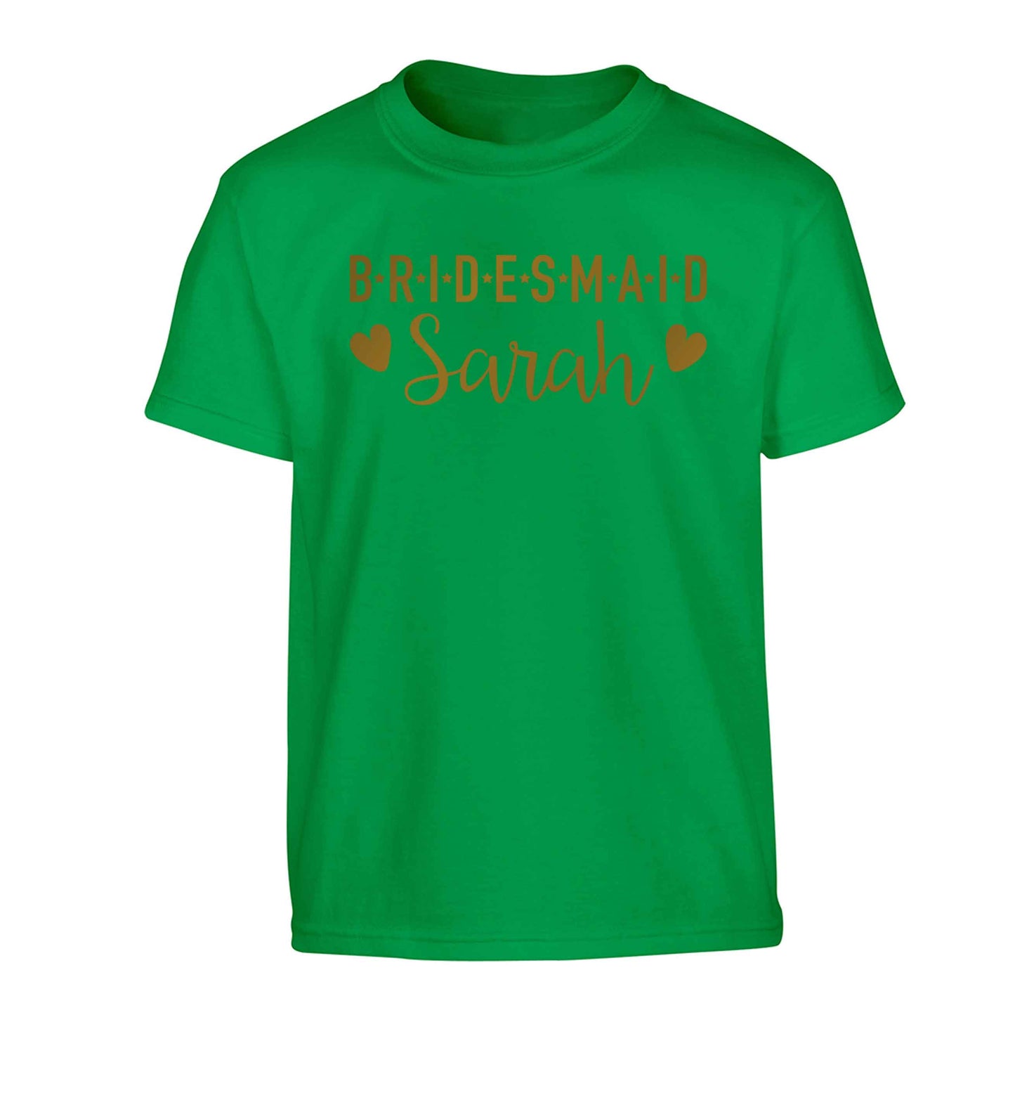 Personalised bridesmaid Children's green Tshirt 12-13 Years