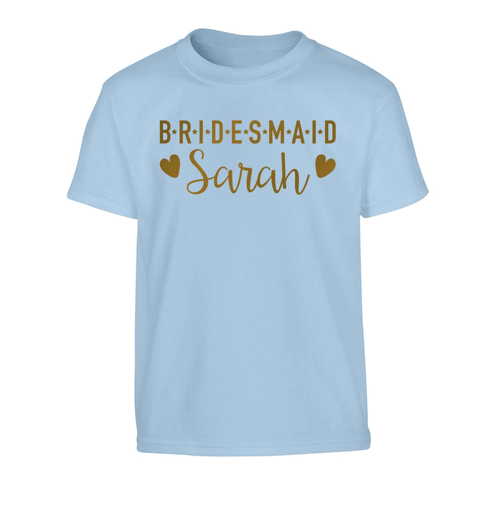 Personalised bridesmaid Children's light blue Tshirt 12-13 Years
