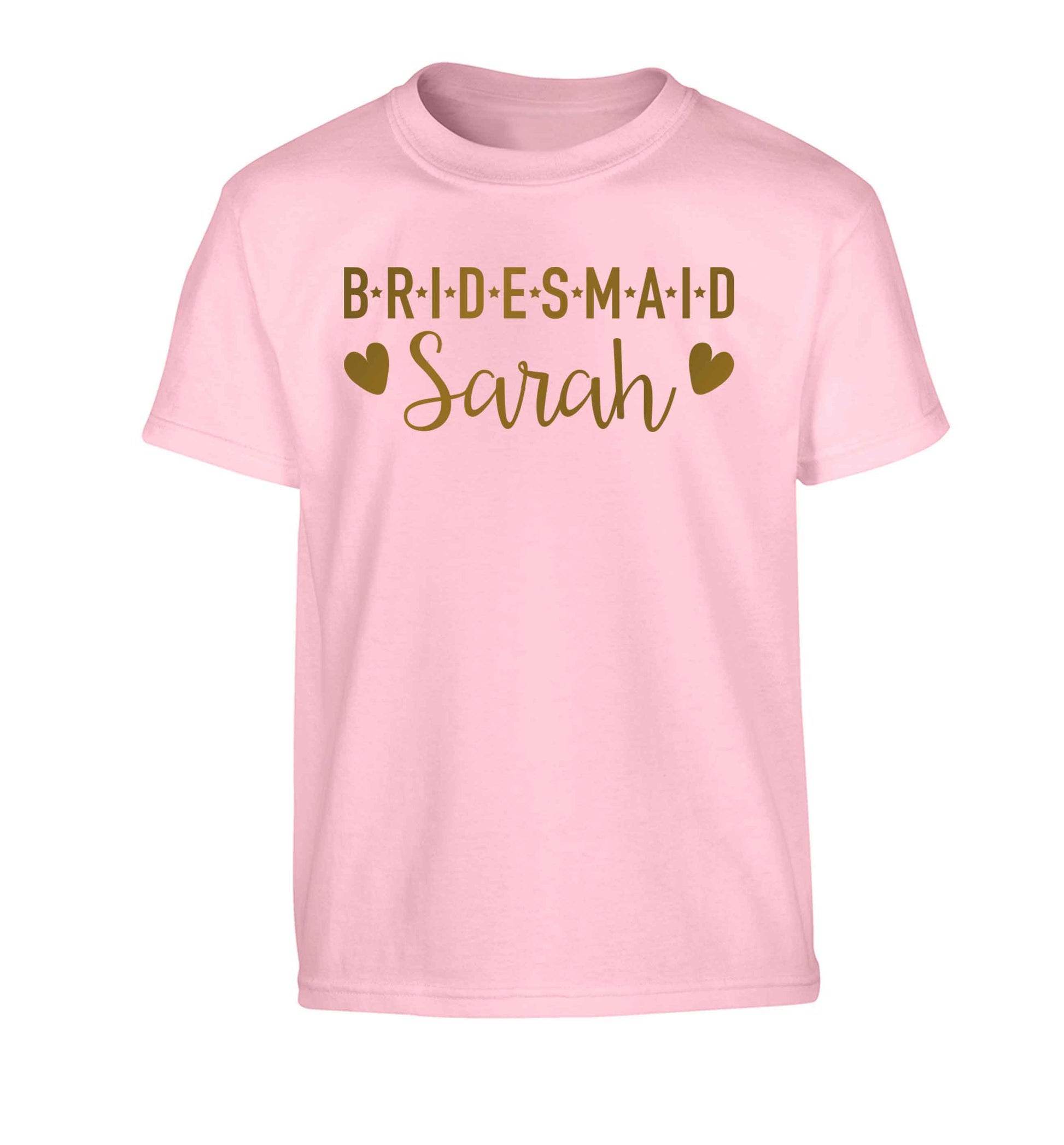 Personalised bridesmaid Children's light pink Tshirt 12-13 Years