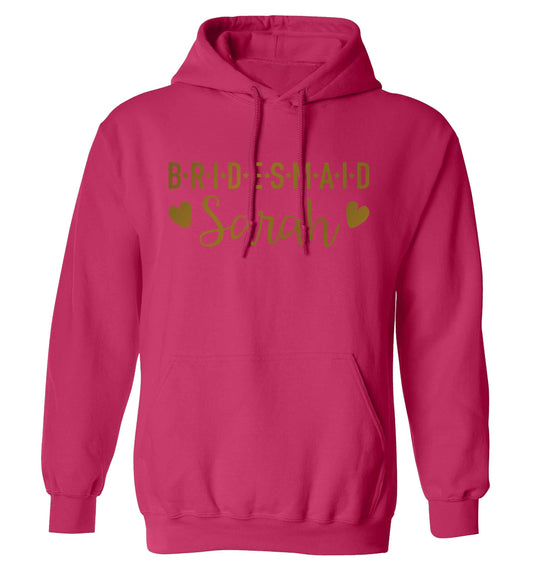 Personalised bridesmaid adults unisex pink hoodie 2XL
