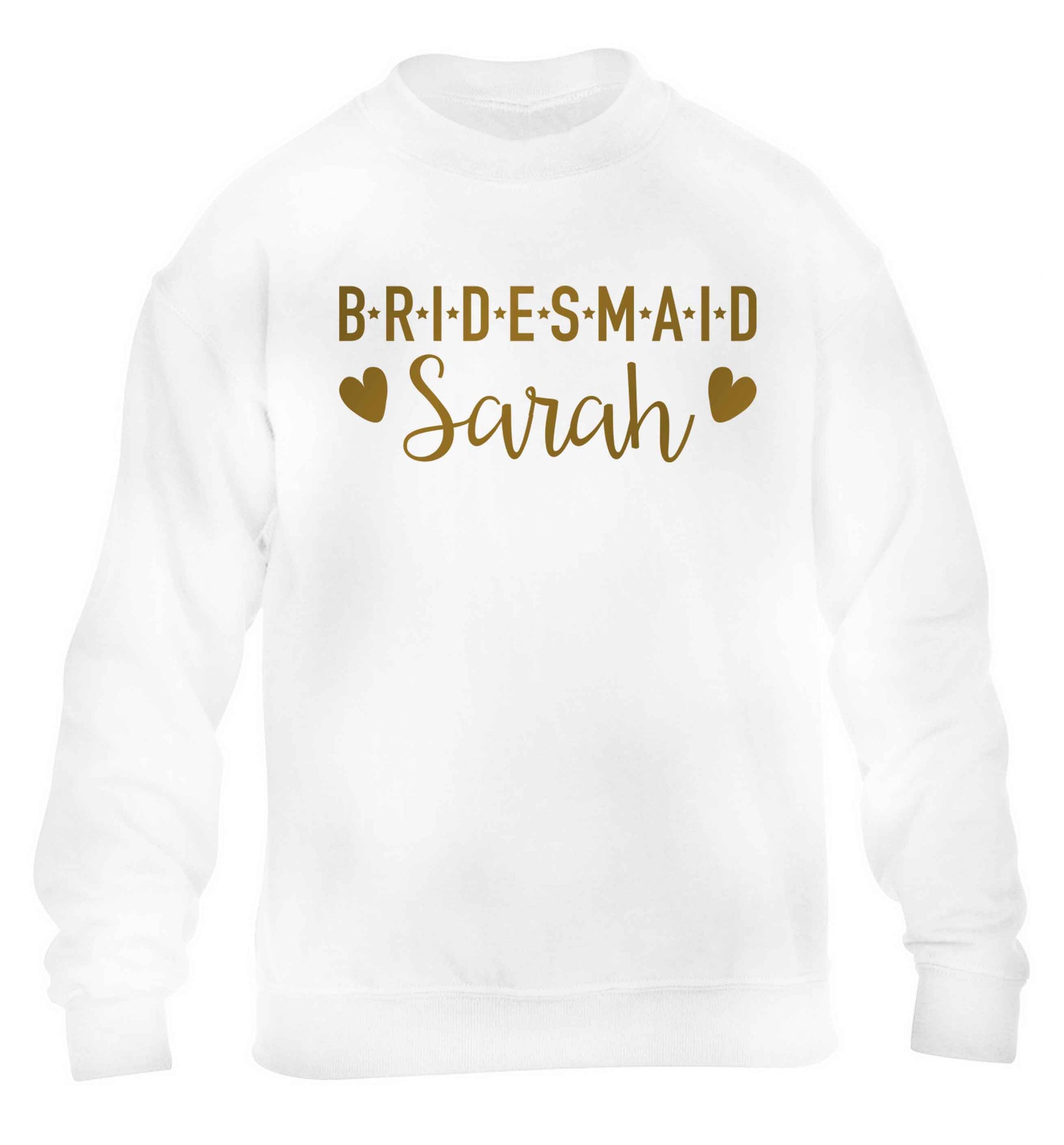 Personalised bridesmaid children's white sweater 12-13 Years
