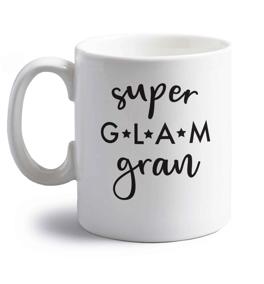 Super glam gran right handed white ceramic mug 