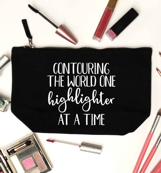 Contouring the world on highlighter at a time black makeup bag