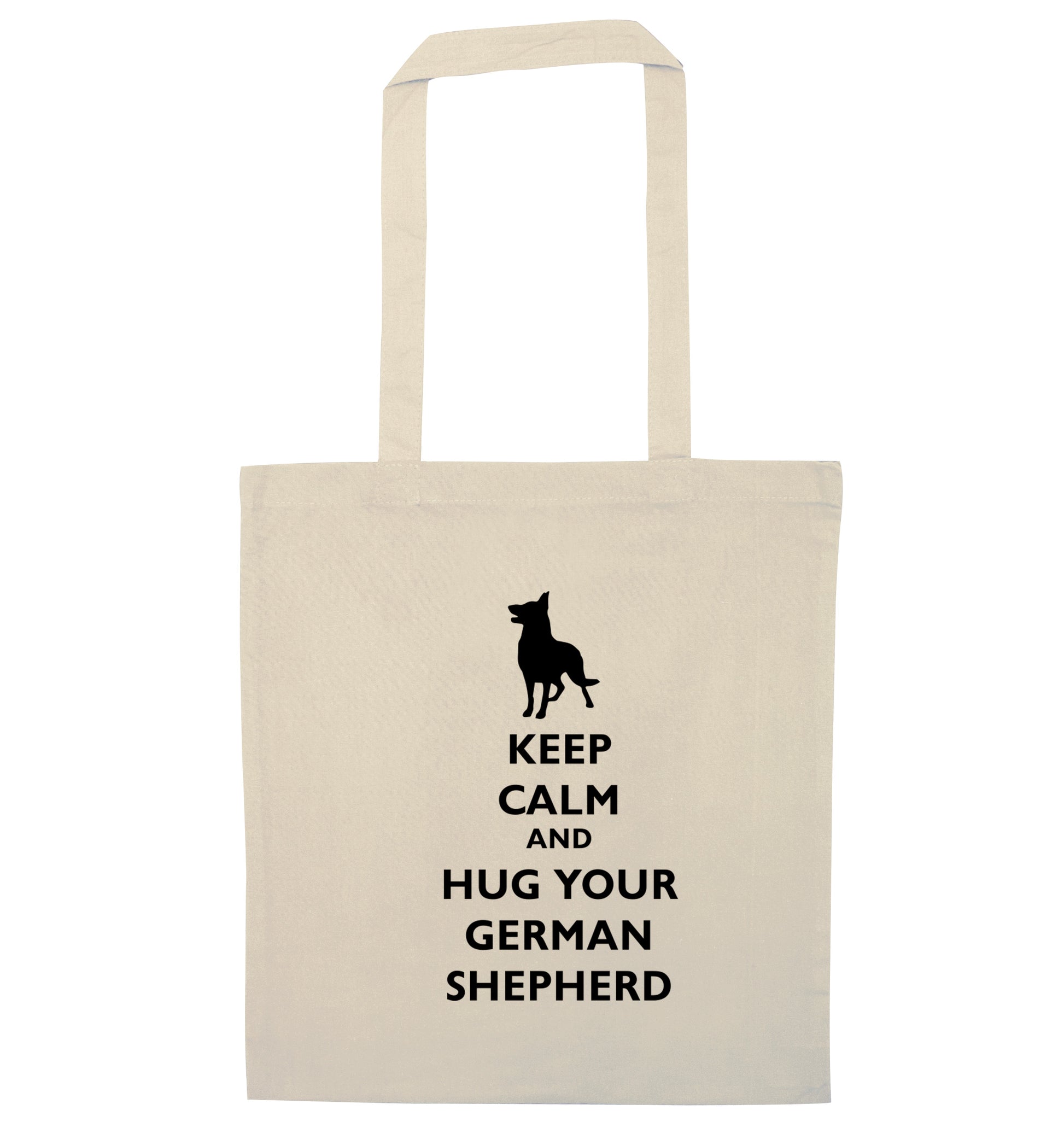 Keep calm and hug your german shepherd natural tote bag