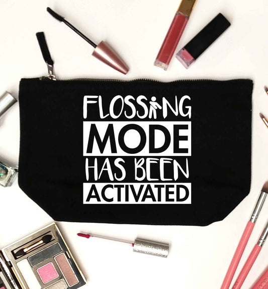 Flossing mode has been activated black makeup bag