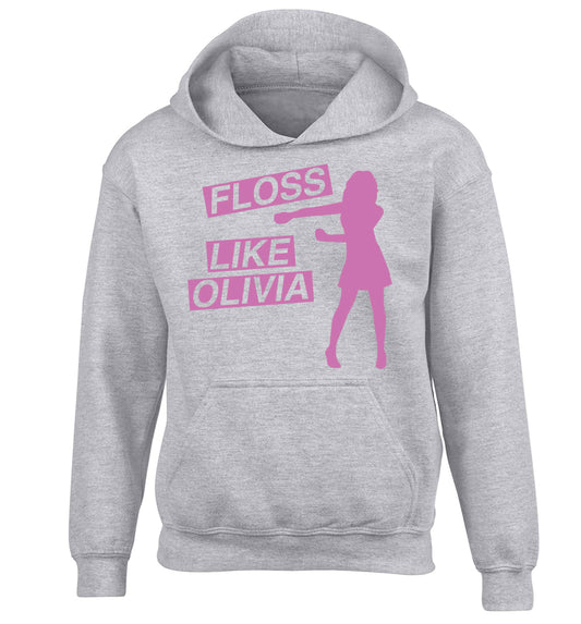 Personalised floss like (female version) children's grey hoodie 12-13 Years