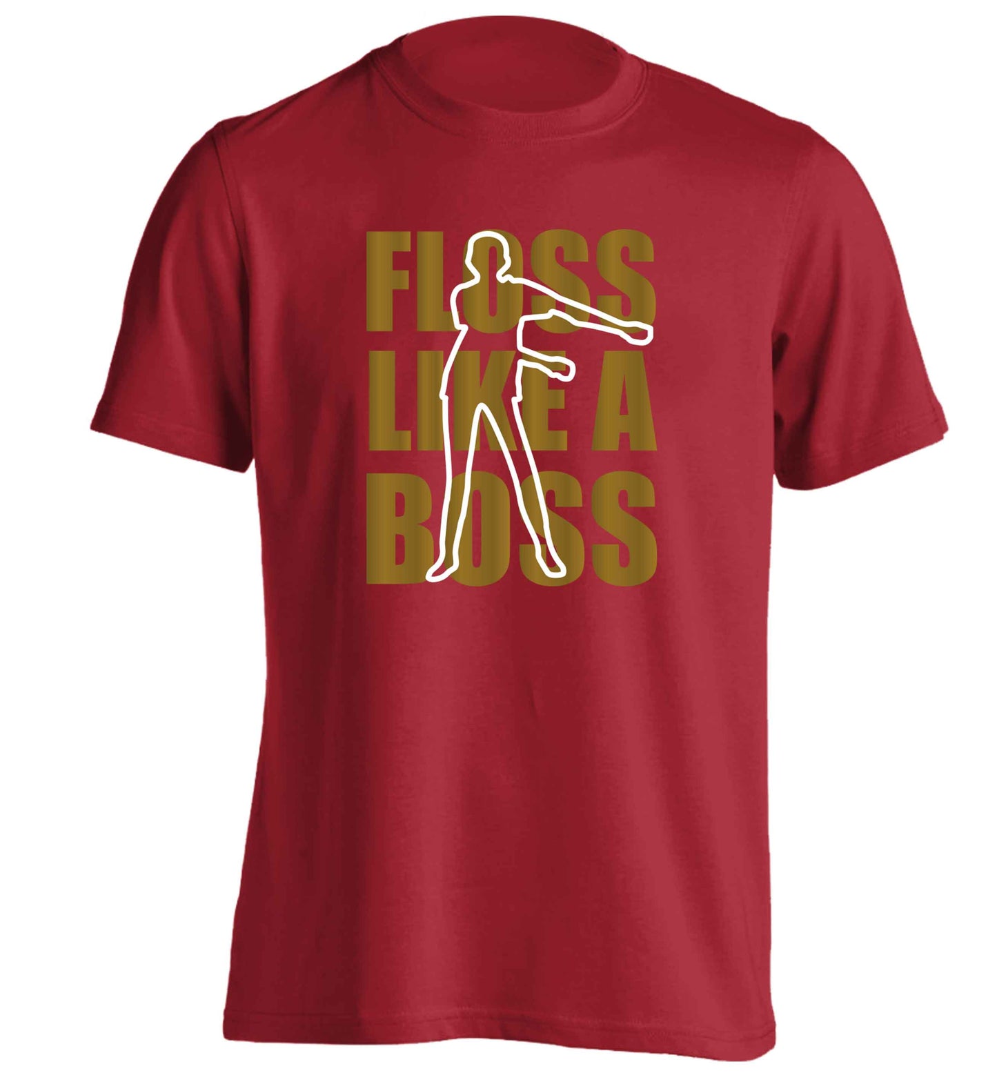 Floss like a boss adults unisex red Tshirt 2XL