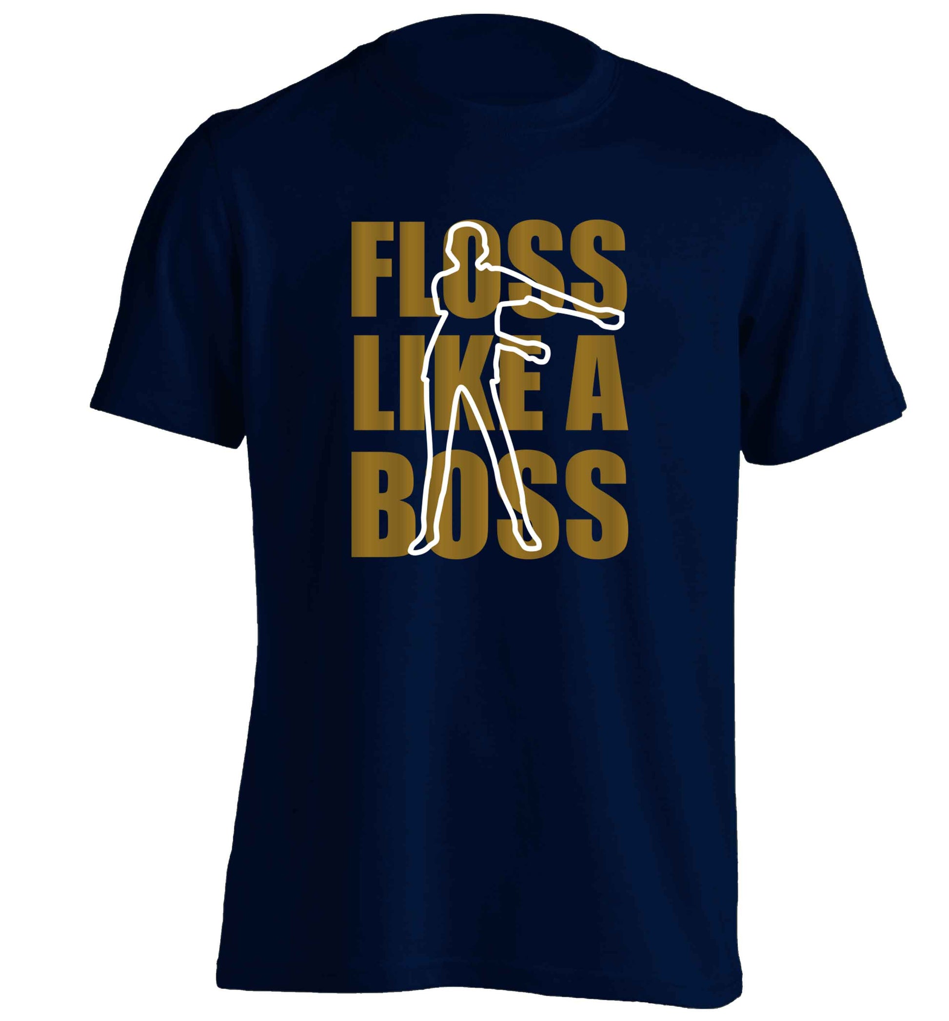 Floss like a boss adults unisex navy Tshirt 2XL