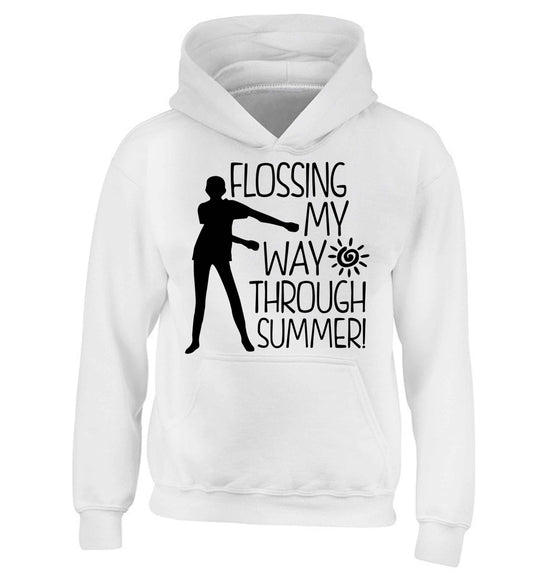 Flossing my way through summer children's white hoodie 12-13 Years
