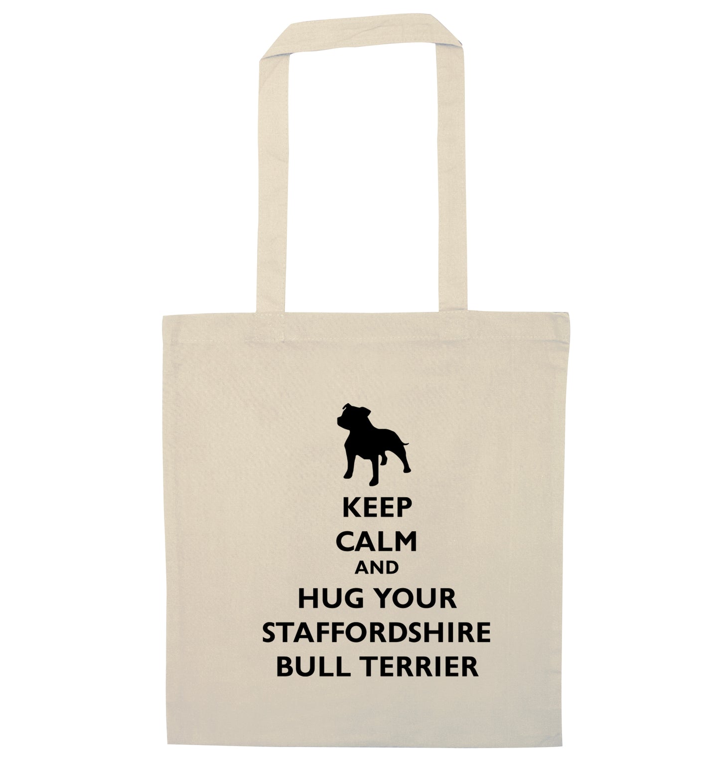 Keep calm and hug your bull terrier  natural tote bag
