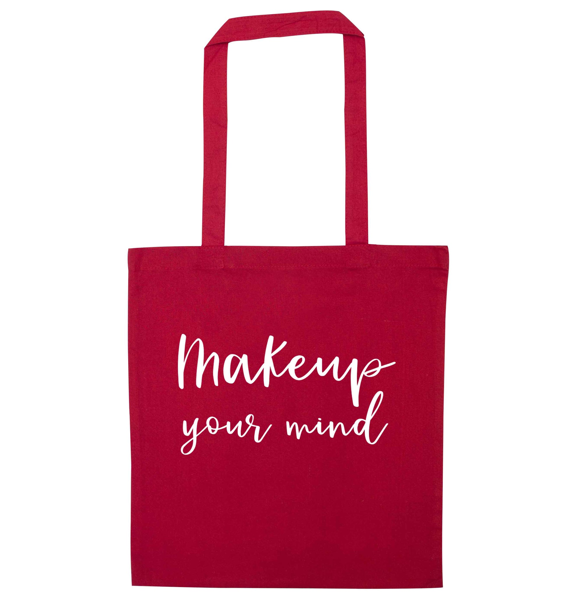 Makeup your mind red tote bag