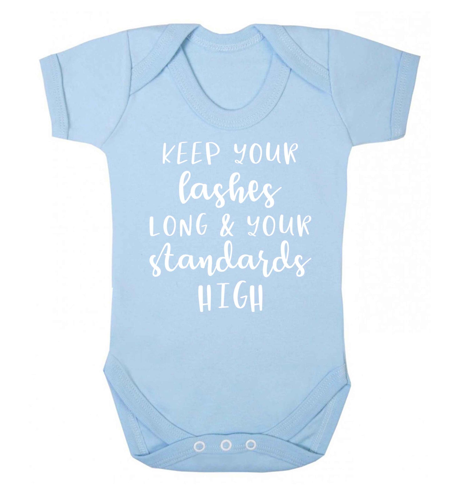 Keep your lashes long and your standards high Baby Vest pale blue 18-24 months
