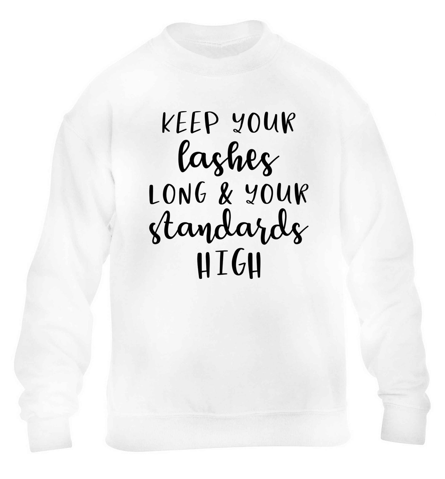 Keep your lashes long and your standards high children's white sweater 12-13 Years