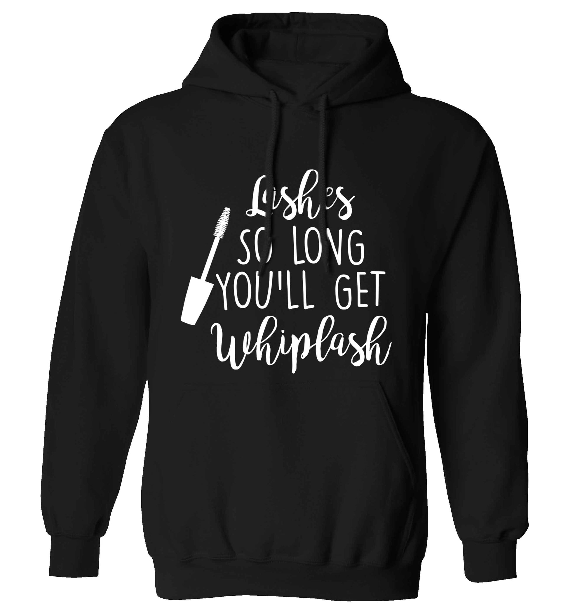 Lashes so long you'll get whiplash adults unisex black hoodie 2XL