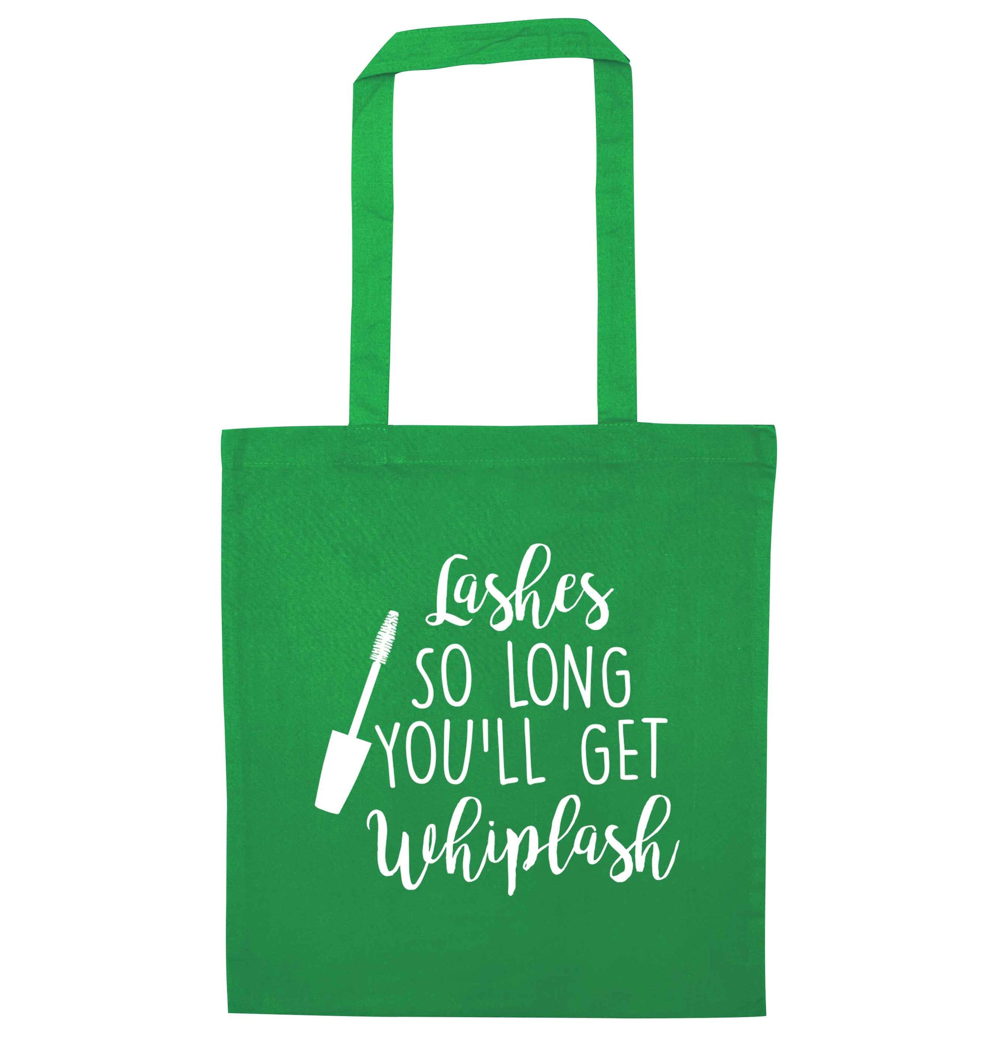 Lashes so long you'll get whiplash green tote bag