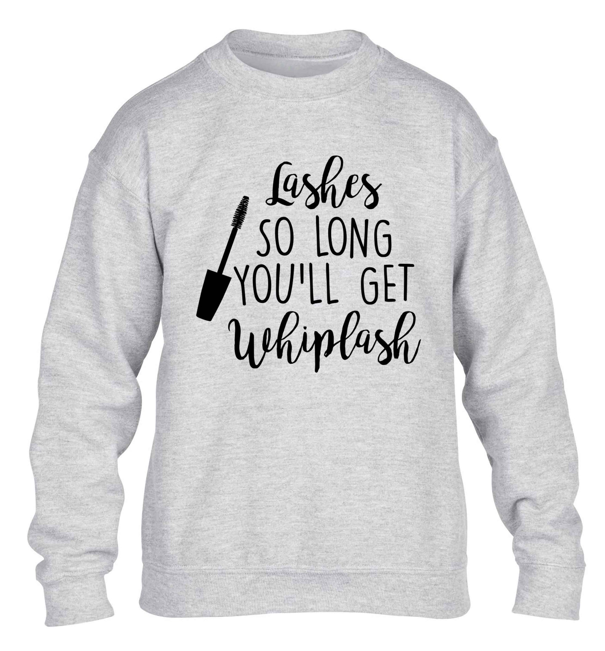 Lashes so long you'll get whiplash children's grey sweater 12-13 Years
