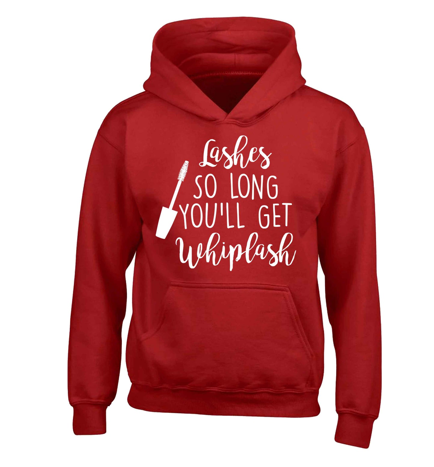 Lashes so long you'll get whiplash children's red hoodie 12-13 Years