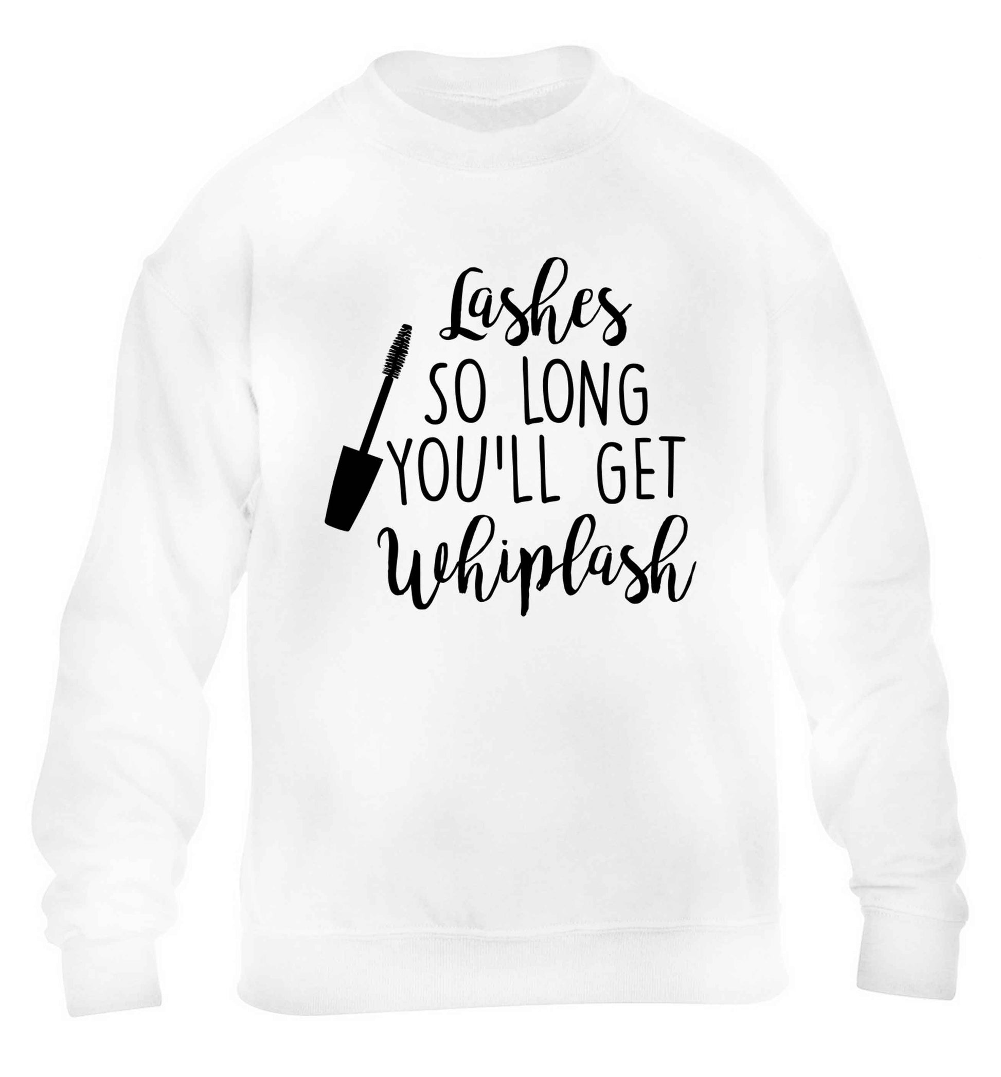 Lashes so long you'll get whiplash children's white sweater 12-13 Years