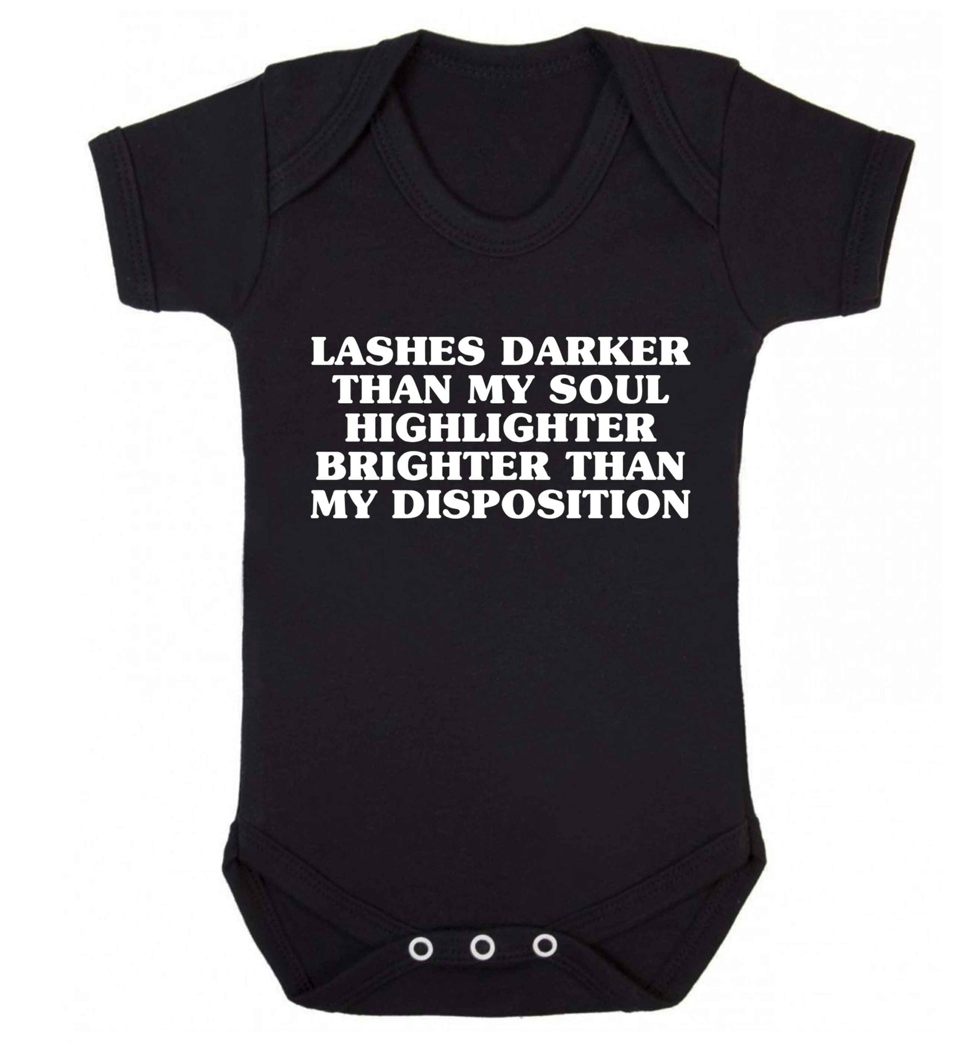 Lashes darker than my soul, highlighter brighter than my disposition Baby Vest black 18-24 months