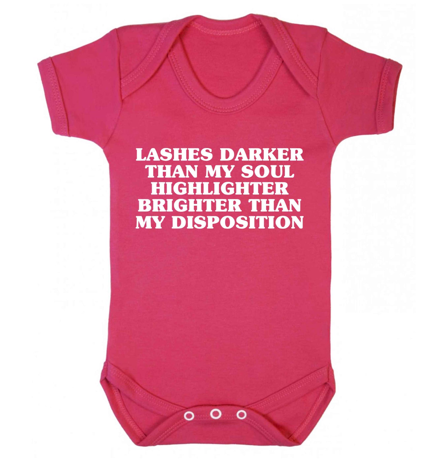 Lashes darker than my soul, highlighter brighter than my disposition Baby Vest dark pink 18-24 months